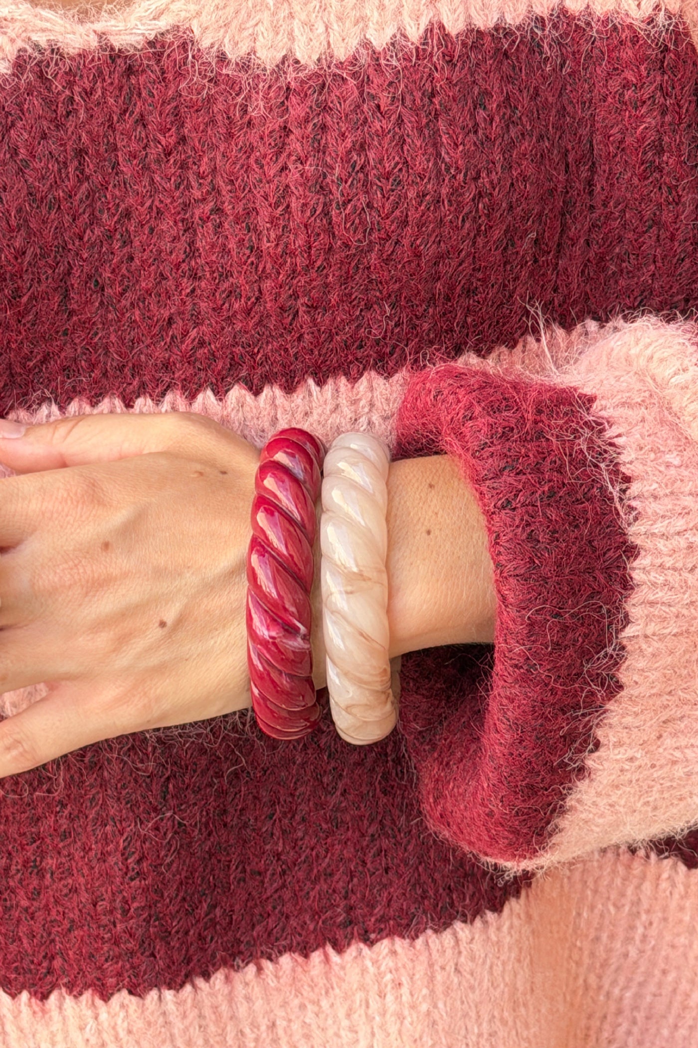 Merlot Burgundy Twisted Resin Bangle
