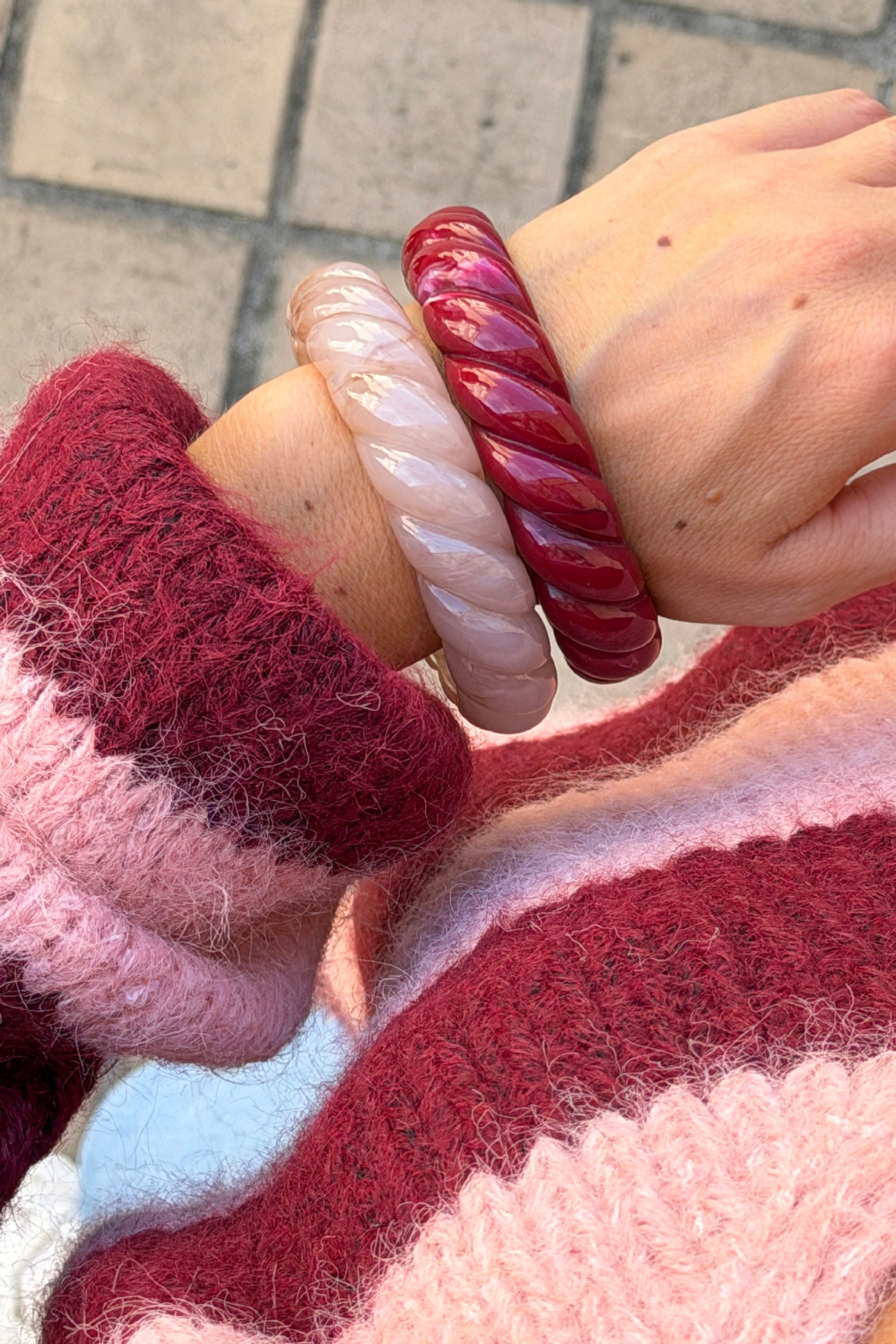 Merlot Burgundy Twisted Resin Bangle
