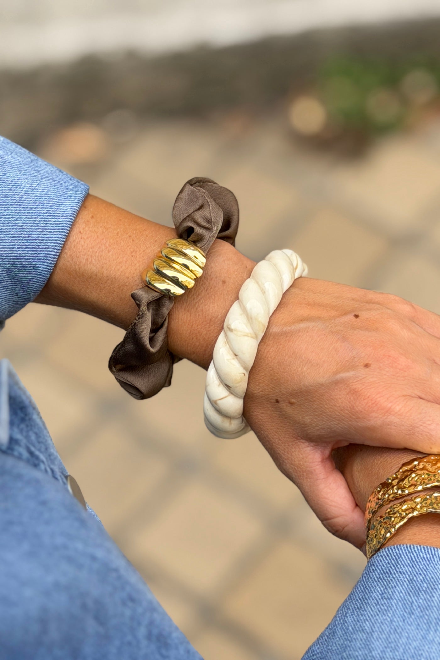 Cream Twisted Resin Bangle