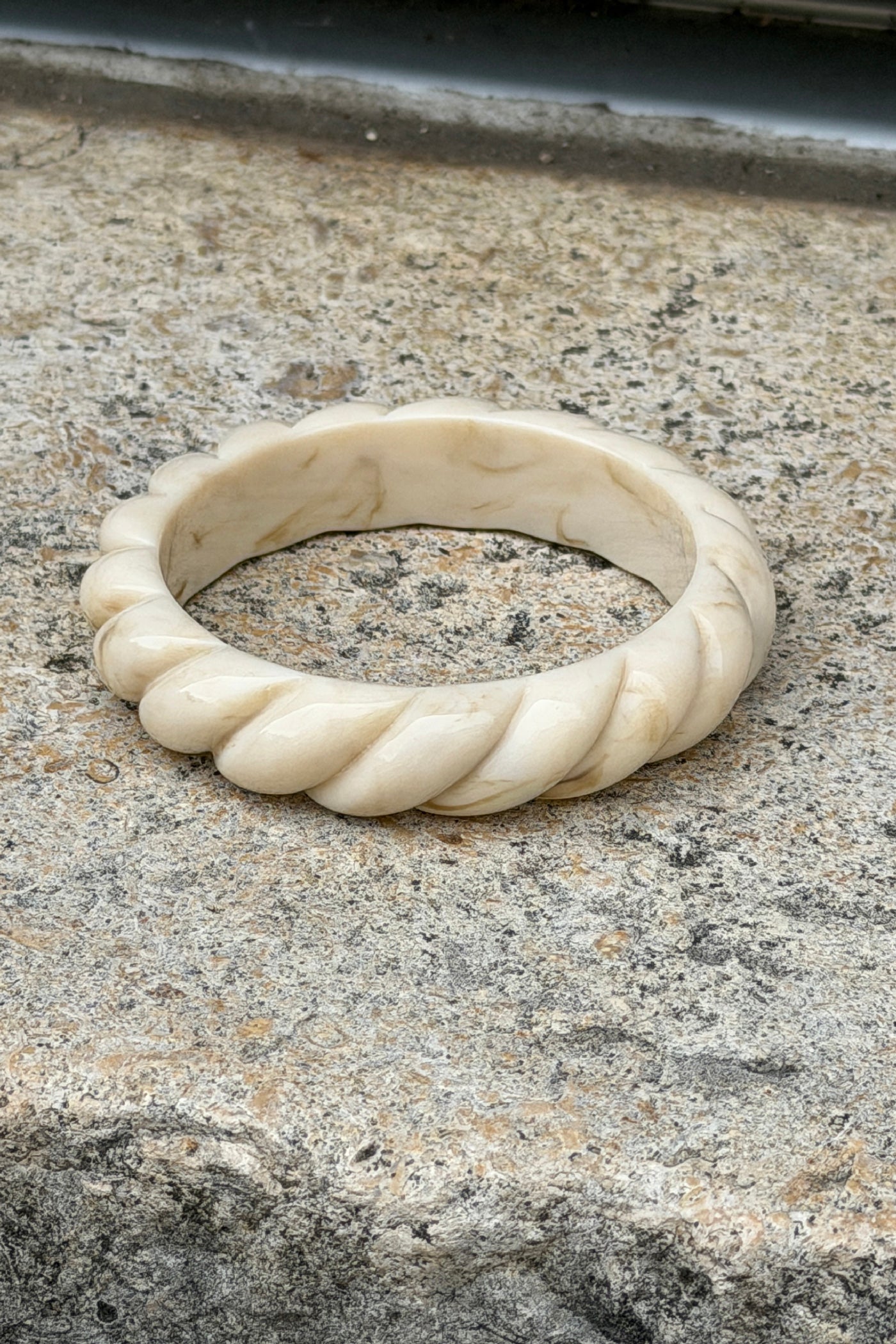 Cream Twisted Resin Bangle