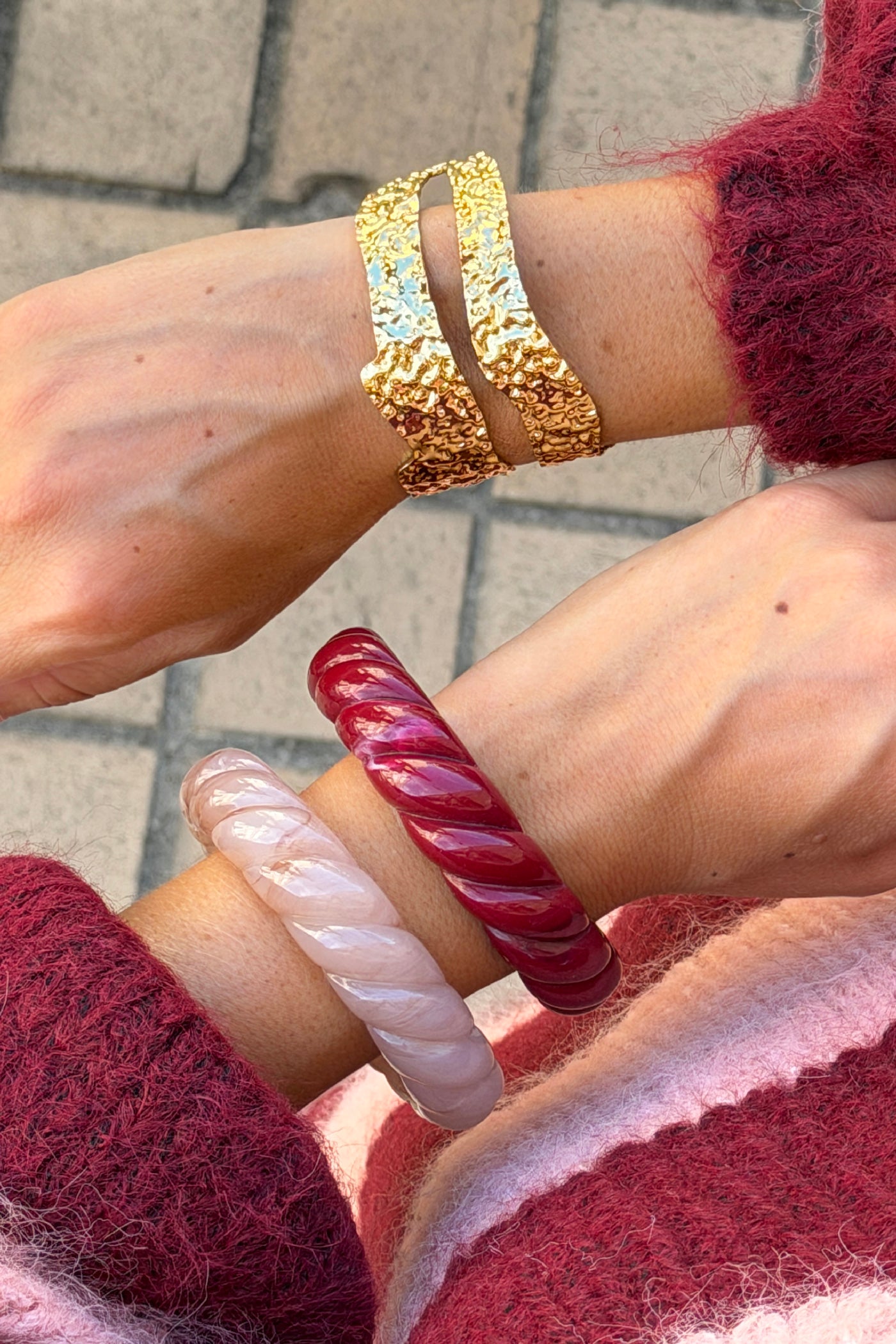Pink Blush Twisted Resin Bangle