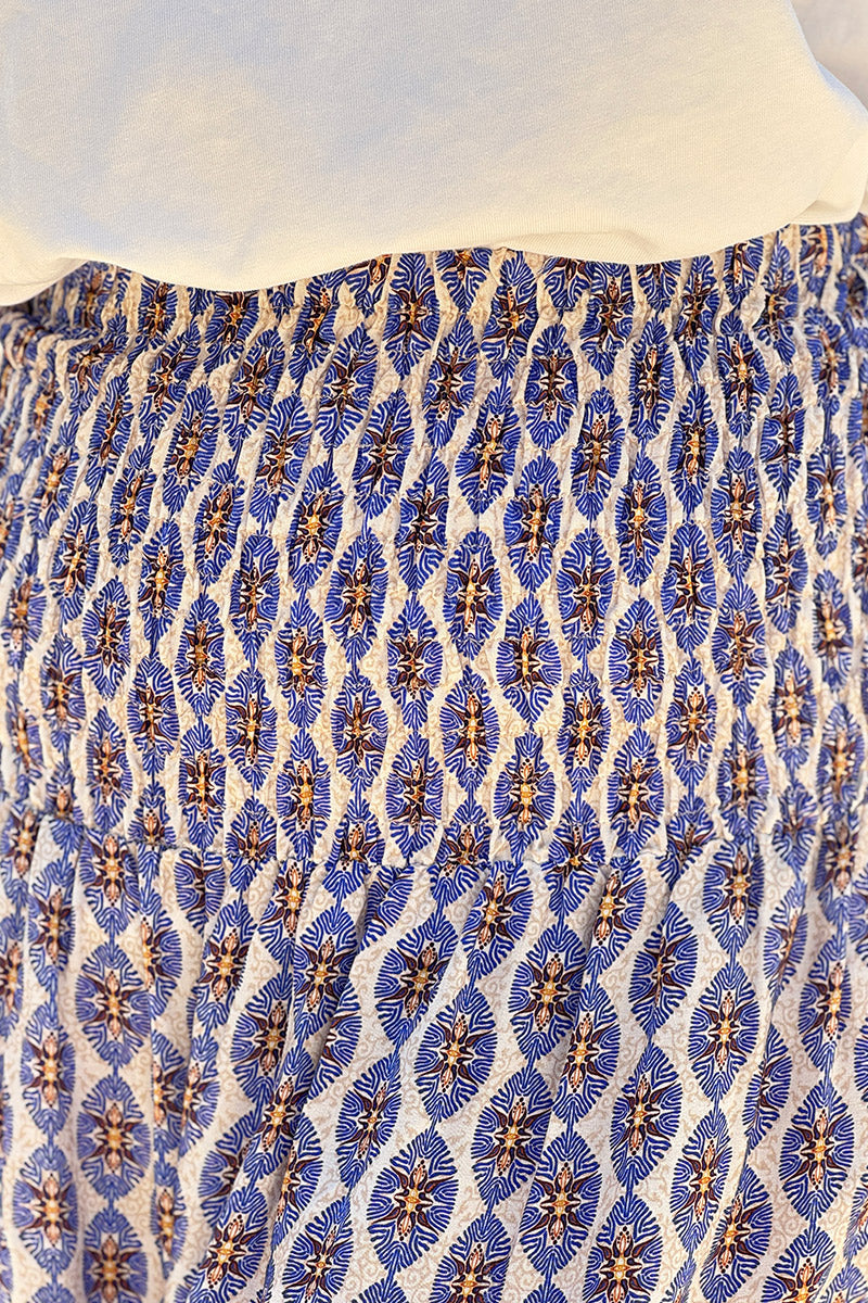 Royal blue Batik Print Boho Skirt
