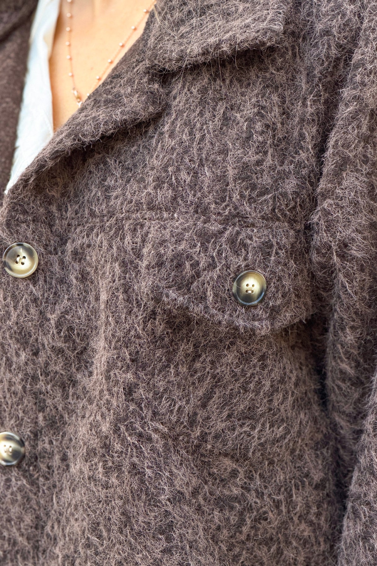 Chocolate Brown Fuzzy Knit Sweater Coat