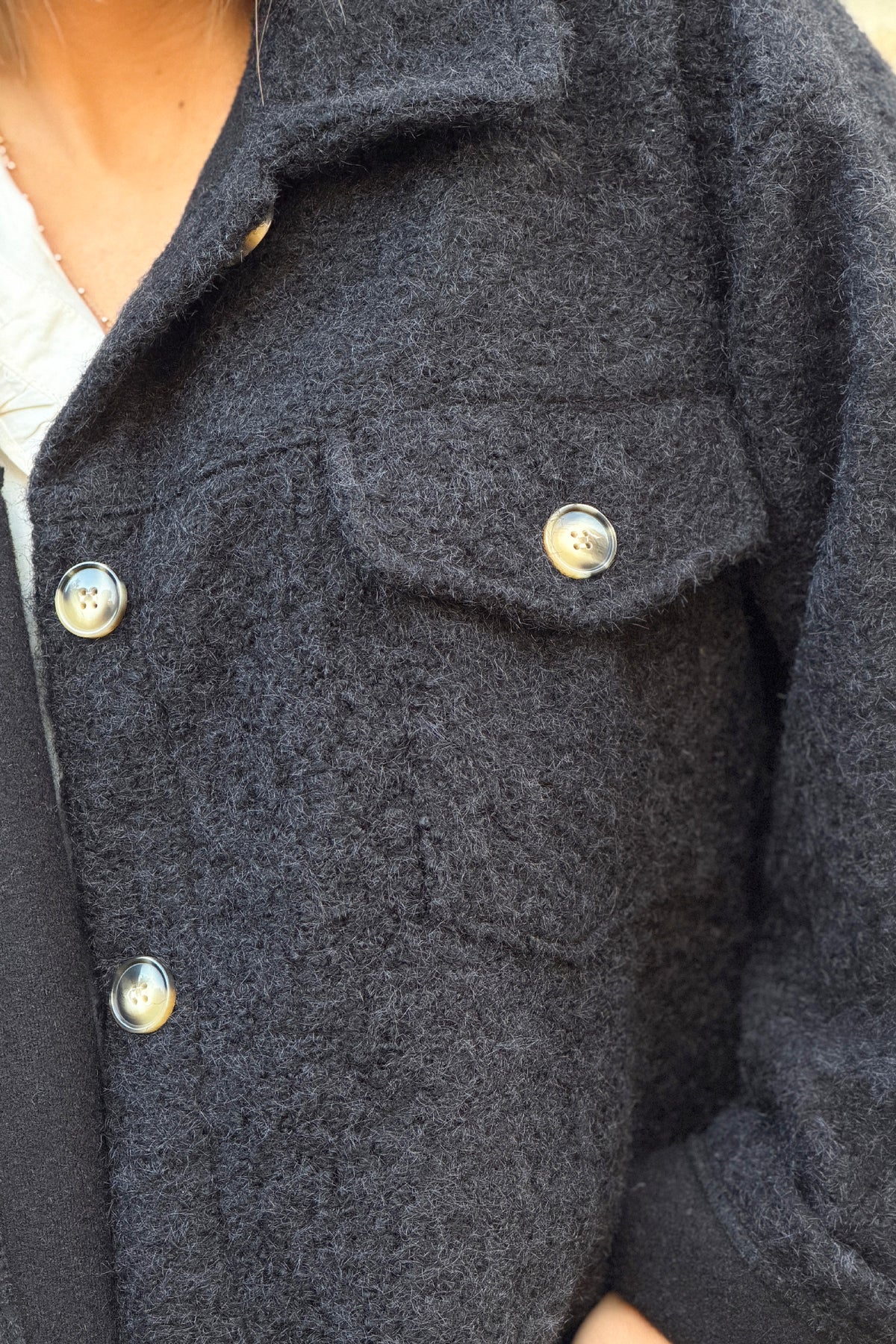 Black Fuzzy Knit Sweater Coat