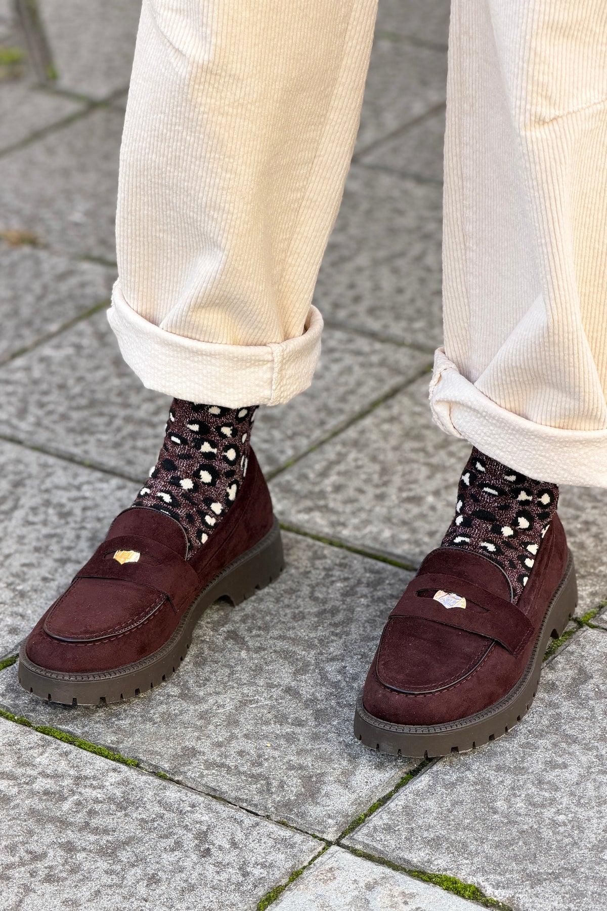 Brown Suedette Penny Loafers