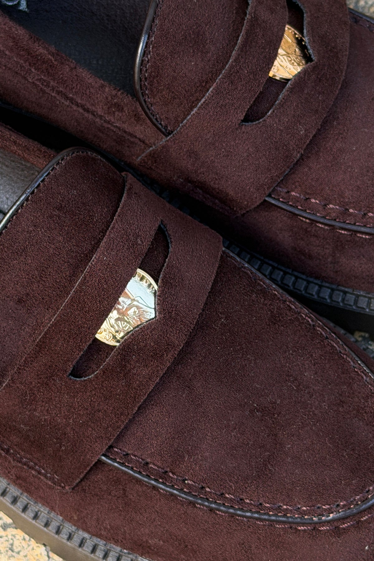 Brown Suedette Penny Loafers