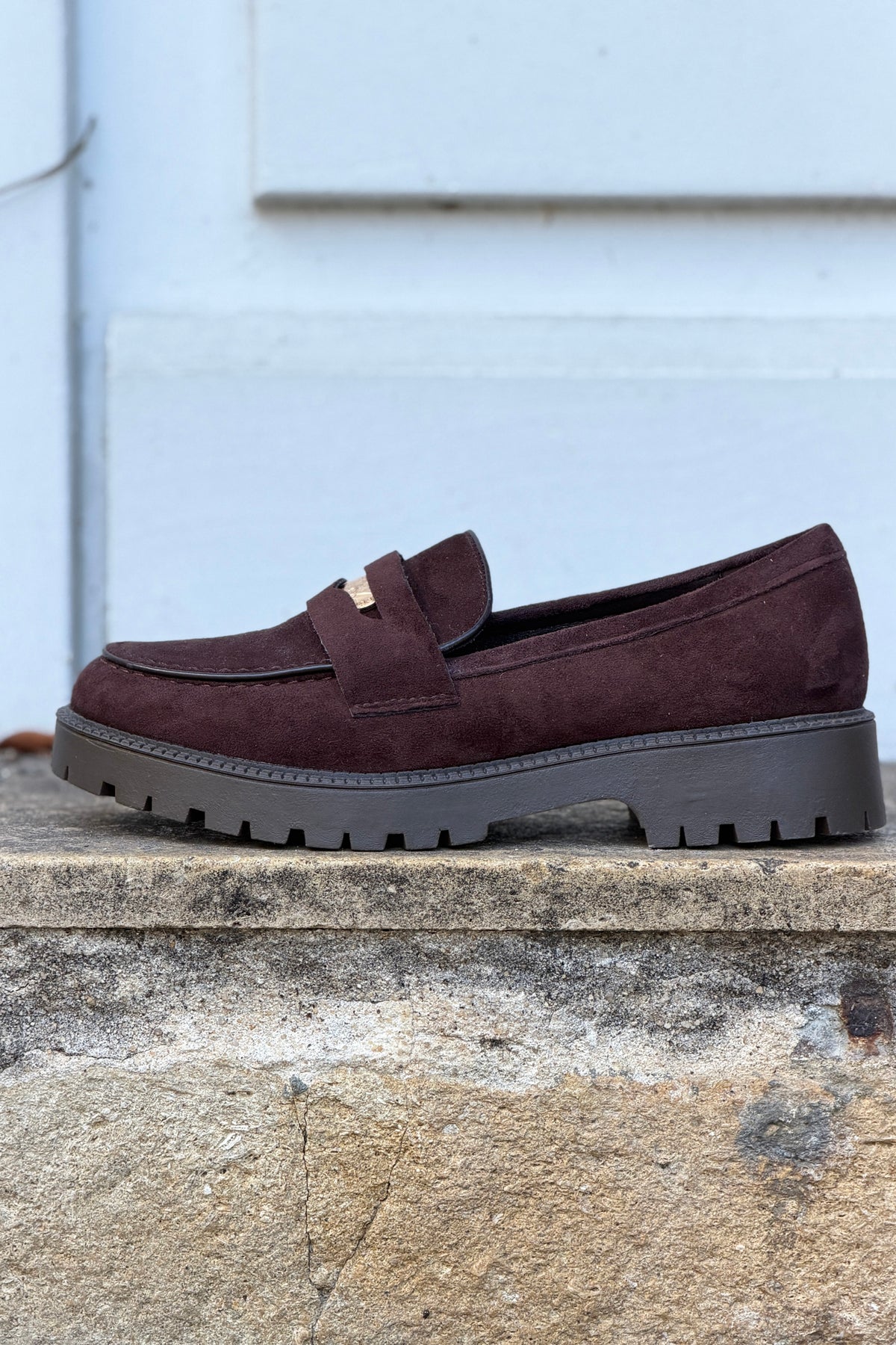 Brown Suedette Penny Loafers