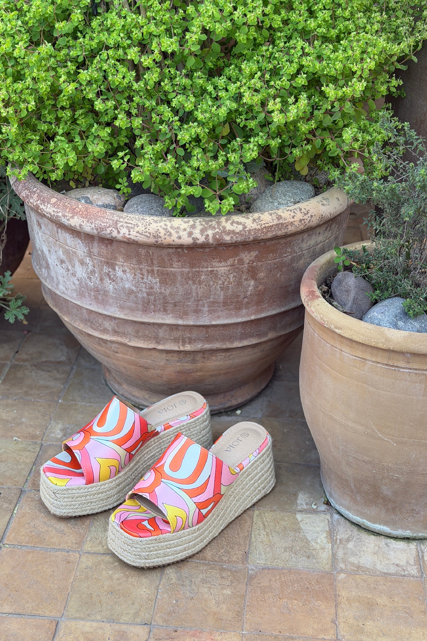Orange Sateen Groovy Espadrille Platform Mules
