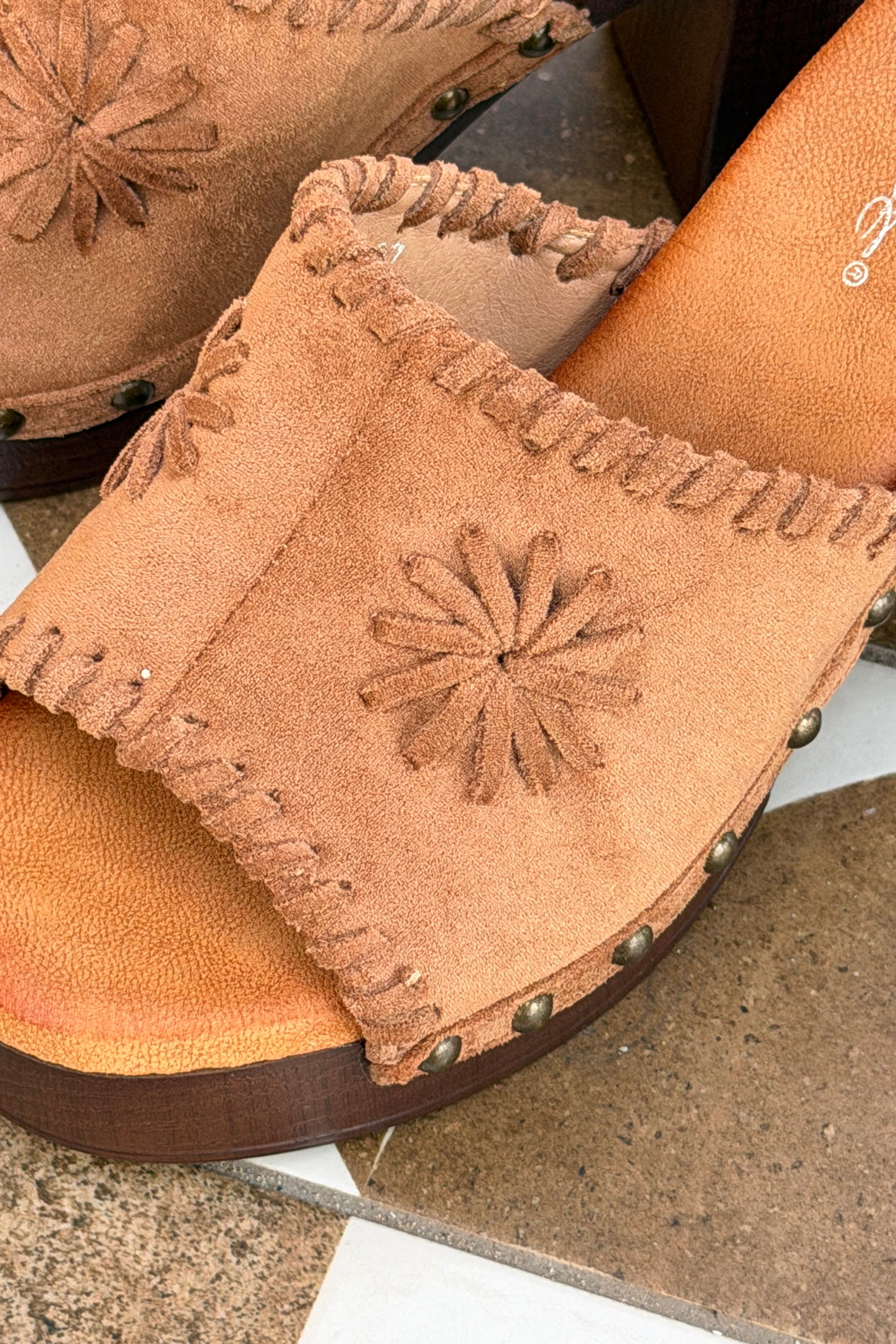 Beige Suedette Fringe Wrapped Mules