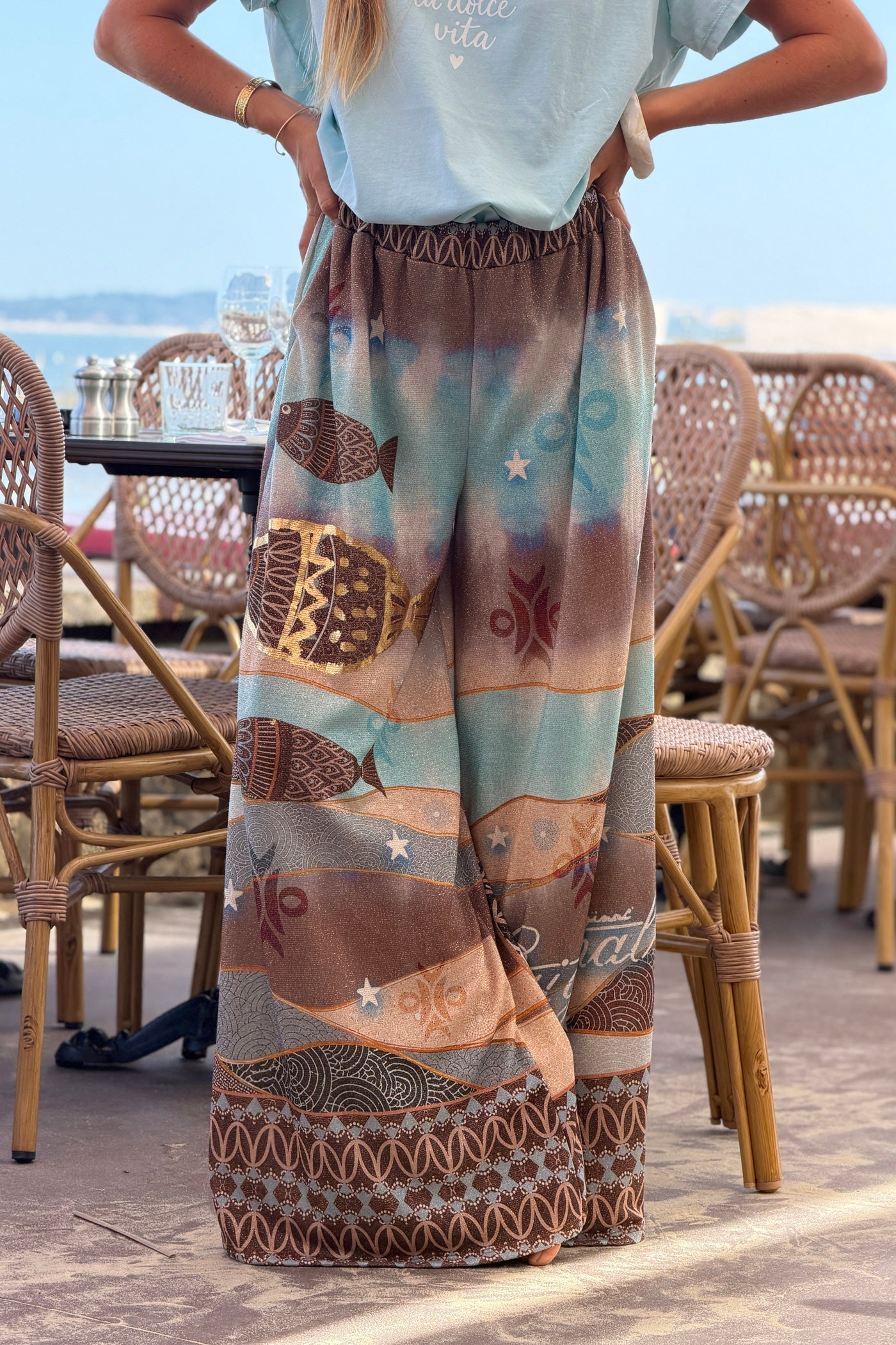 Blue Undersea Dreams Glitter Knit Pants
