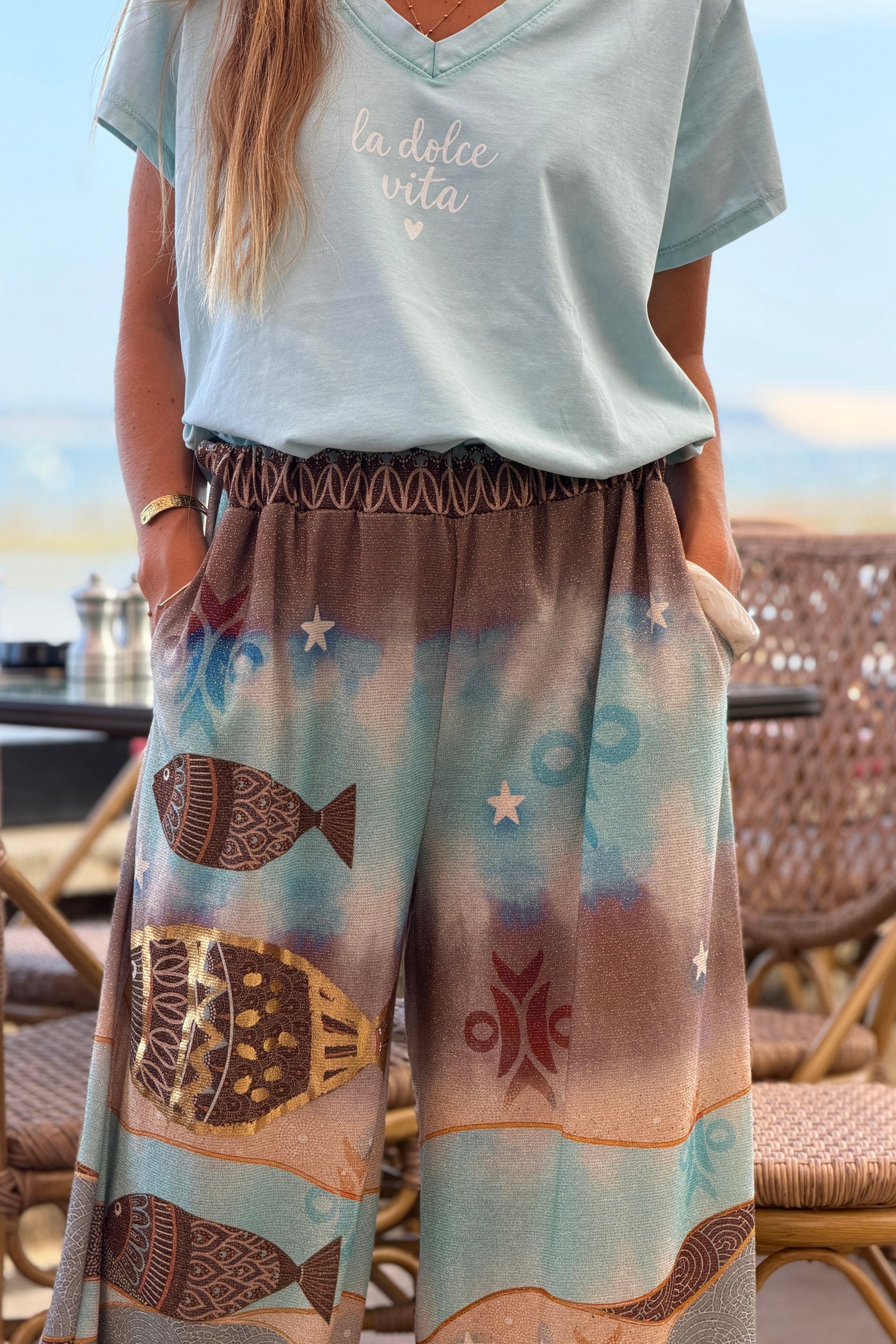 Blue Undersea Dreams Glitter Knit Pants
