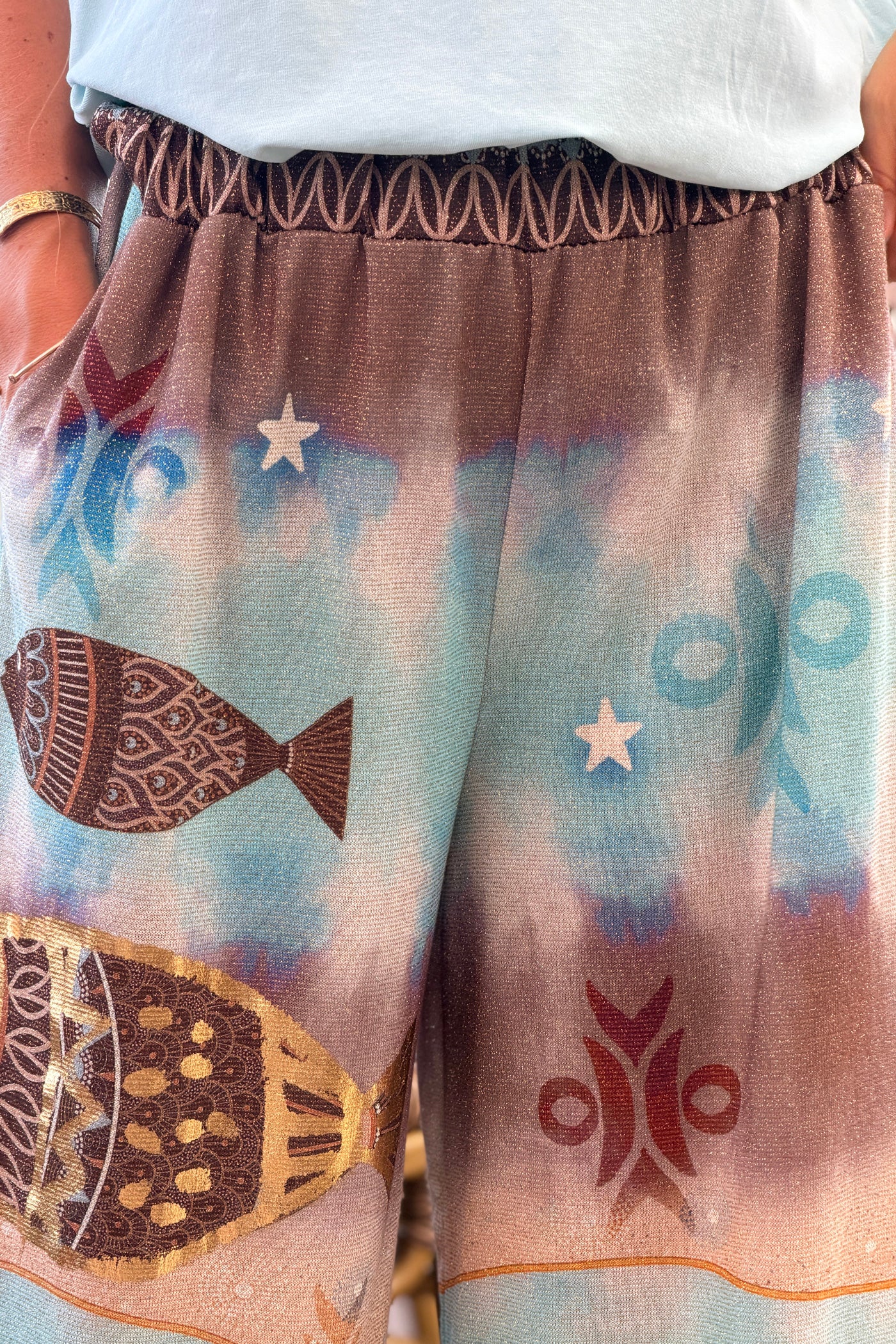 Blue Undersea Dreams Glitter Knit Pants
