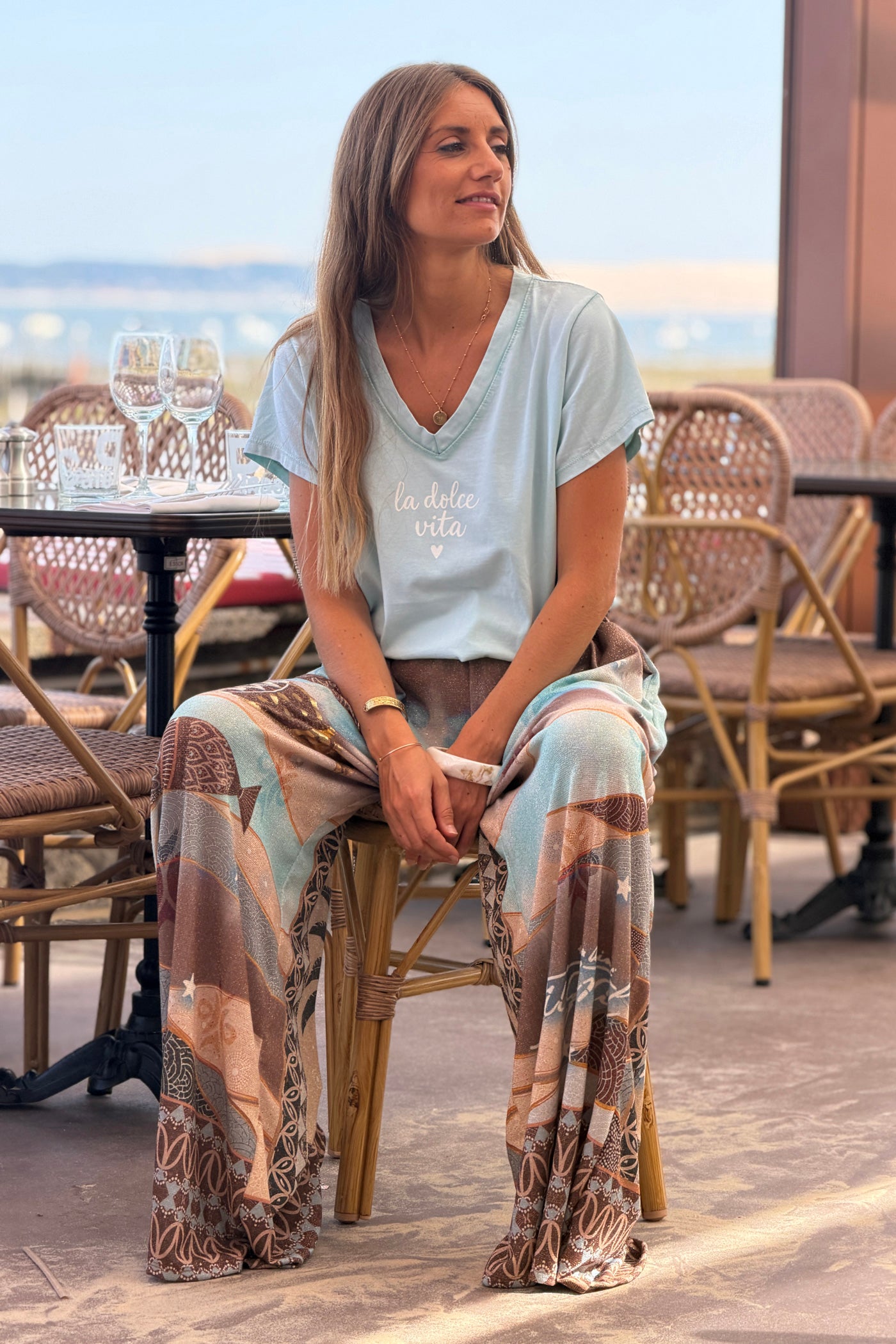 Blue Undersea Dreams Glitter Knit Pants
