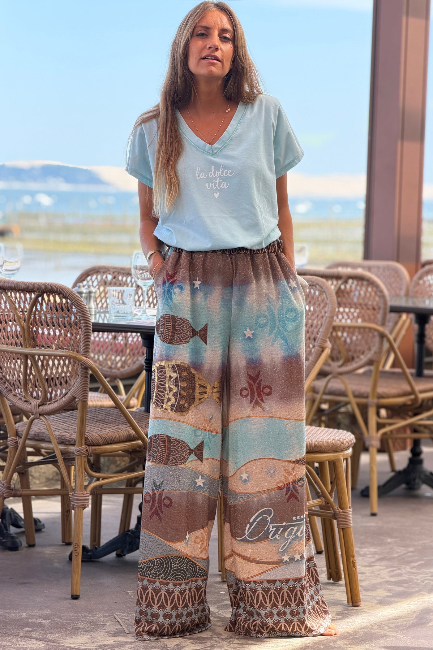 Blue Undersea Dreams Glitter Knit Pants
