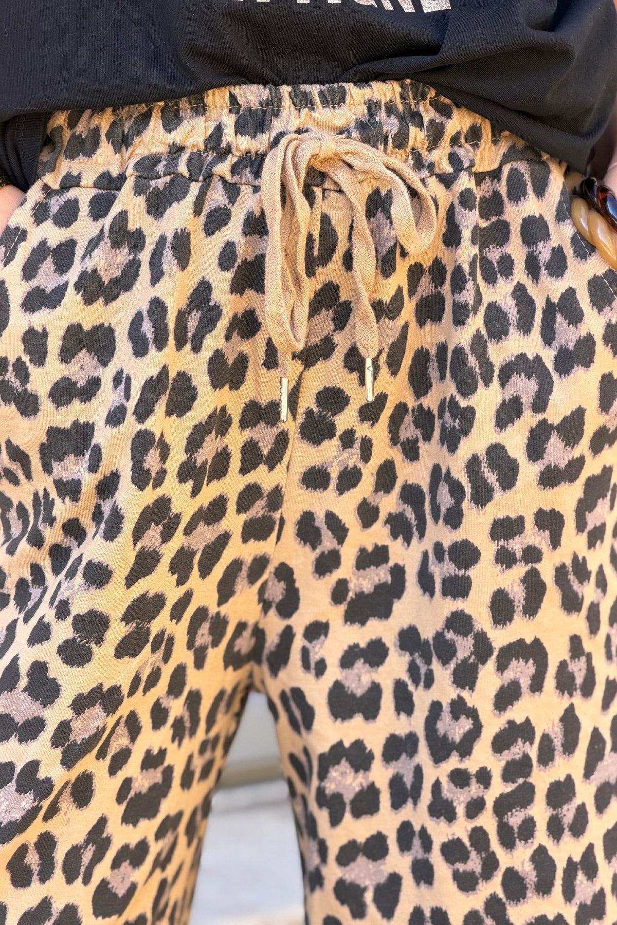 Pantalon de jogging imprimé léopard wide leg taille élastique