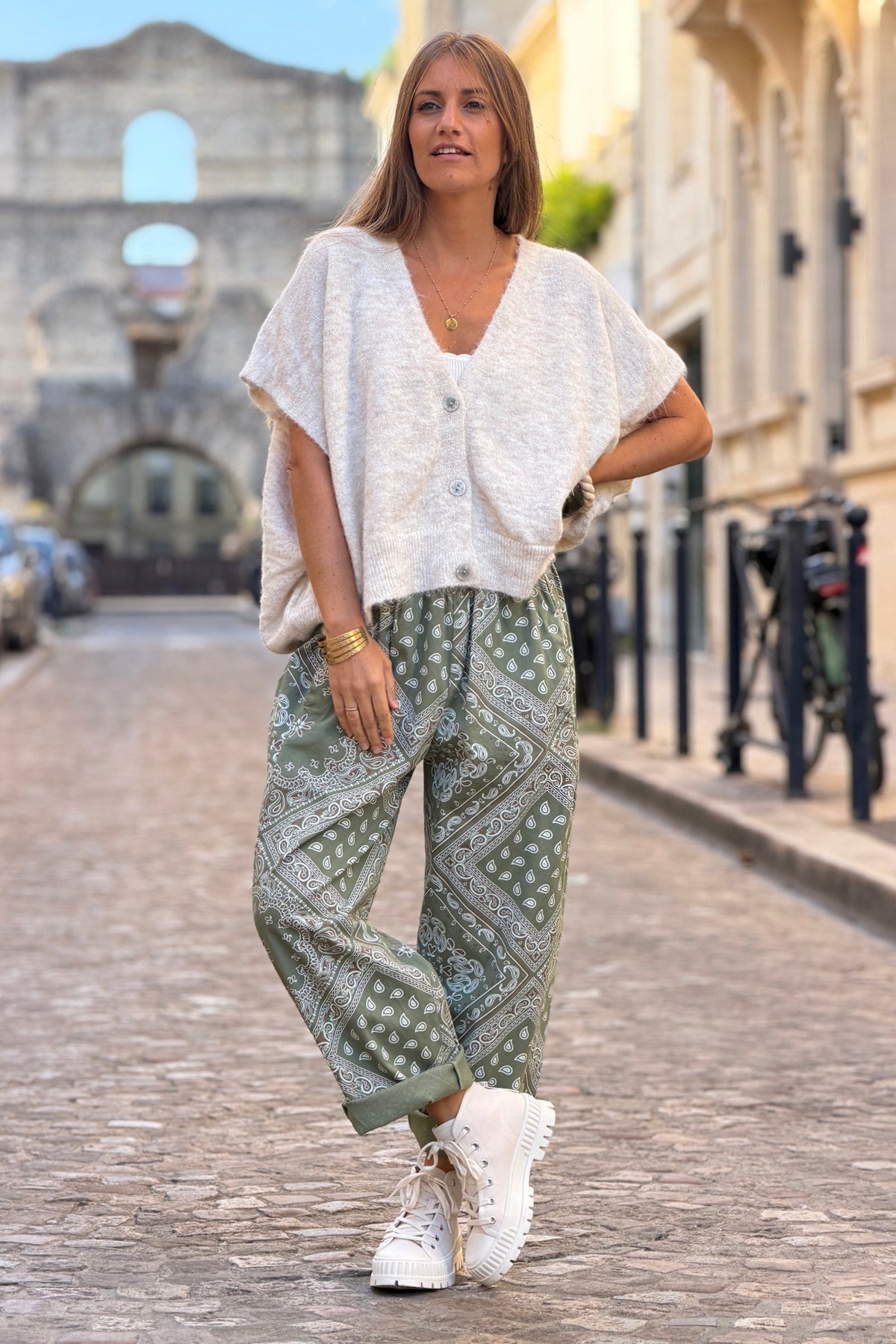 Olive Handkerchief Print Lounge Pants