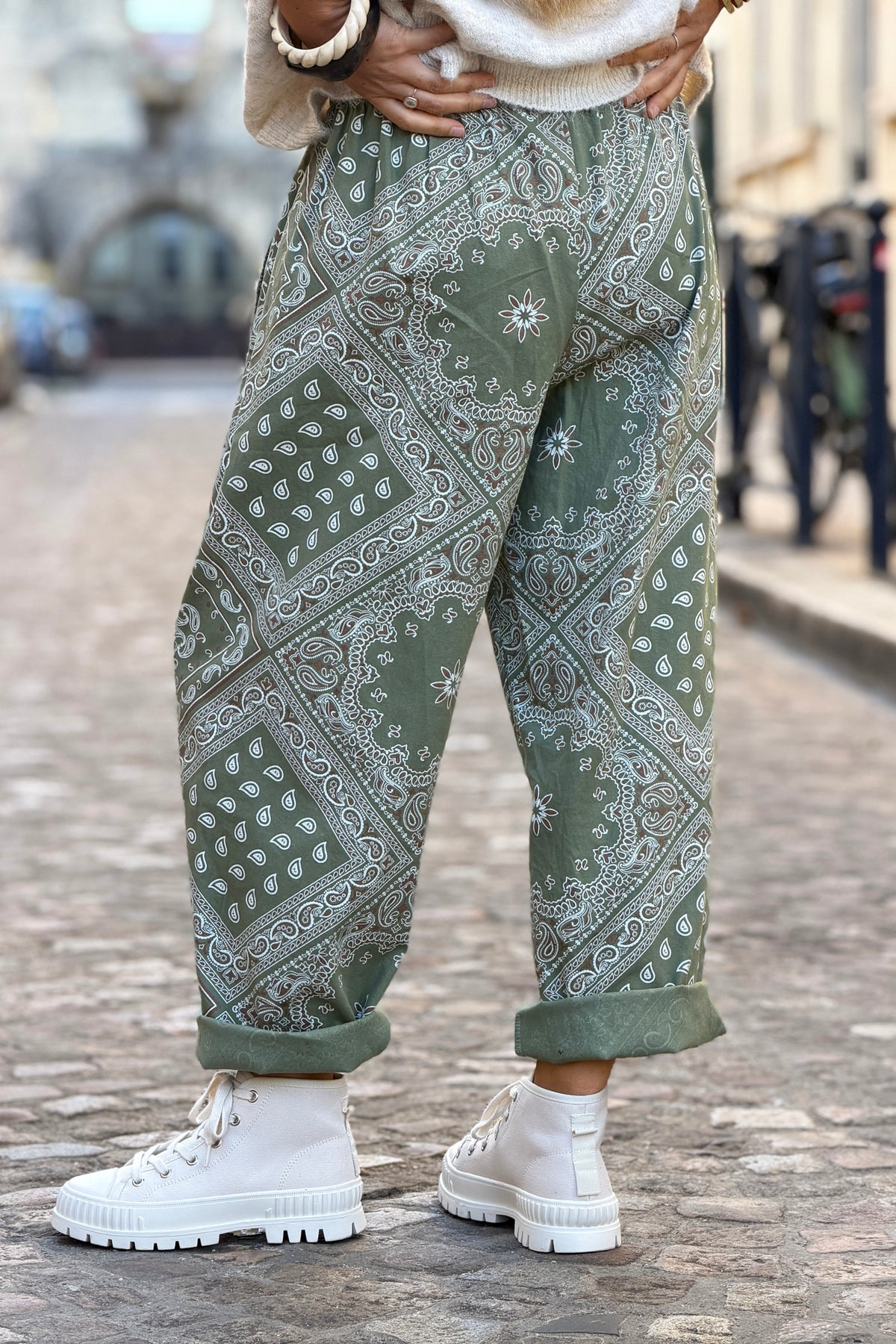 Olive Handkerchief Print Lounge Pants