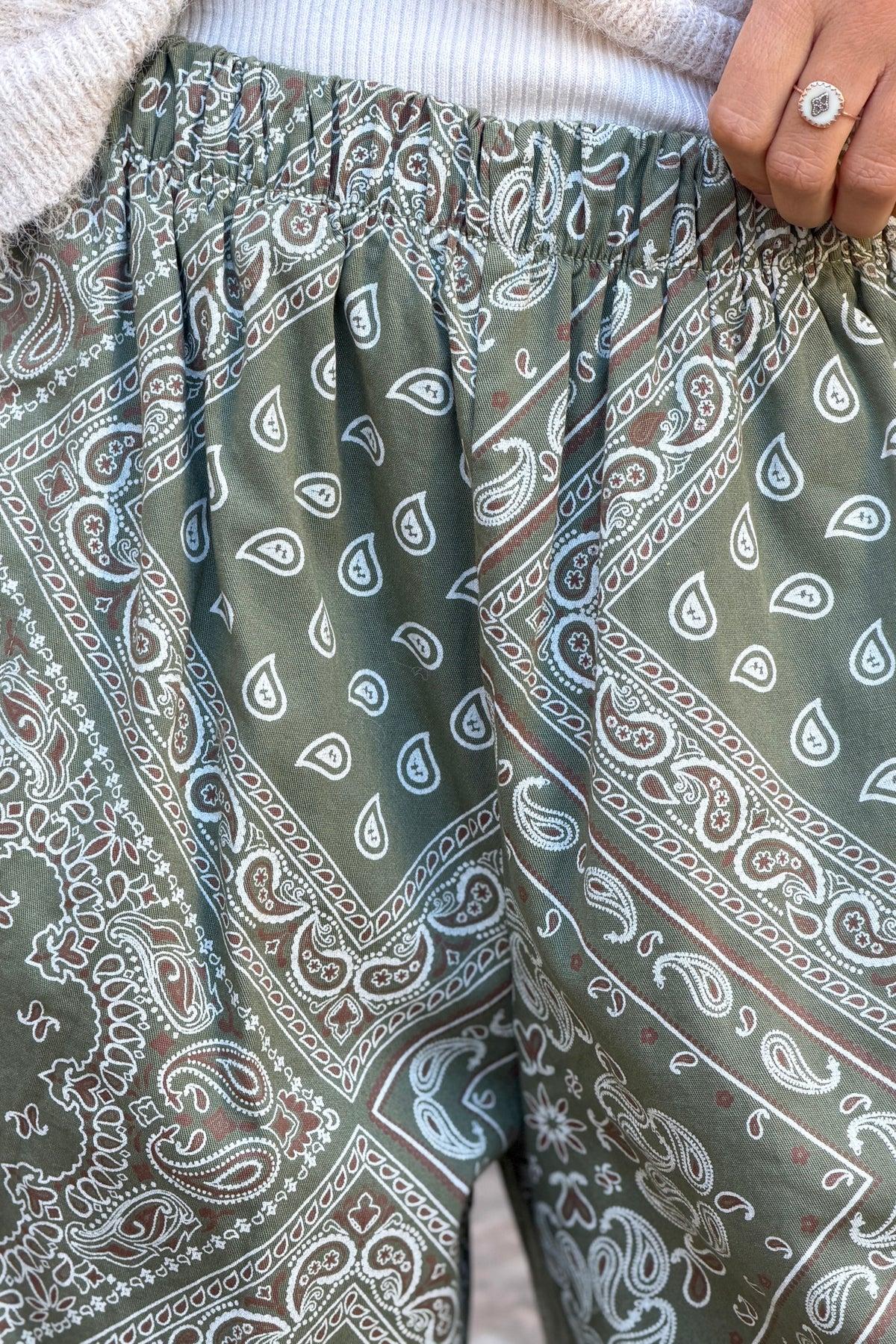 Olive Handkerchief Print Lounge Pants