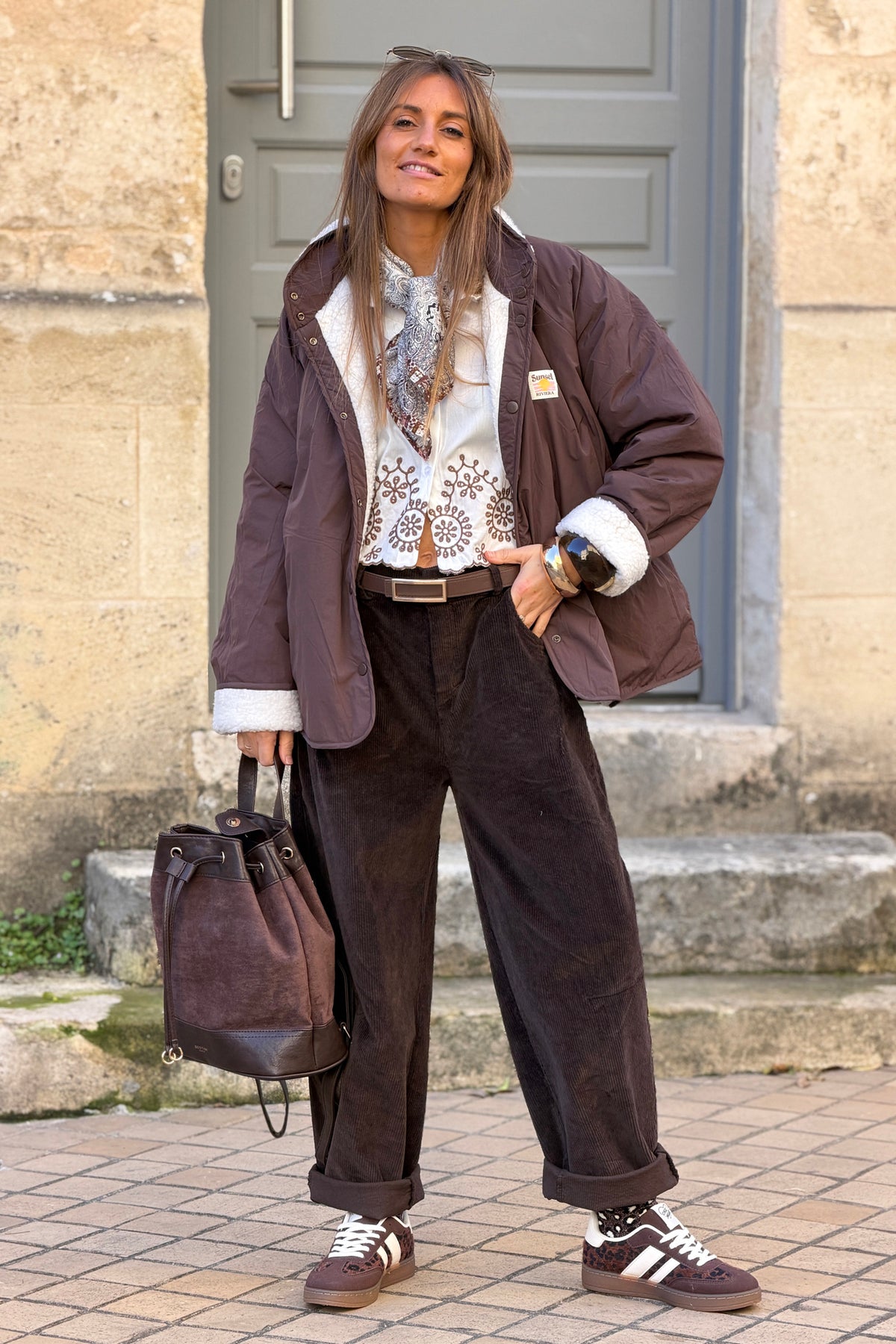 Brown Corduroy Wide Leg Jeans