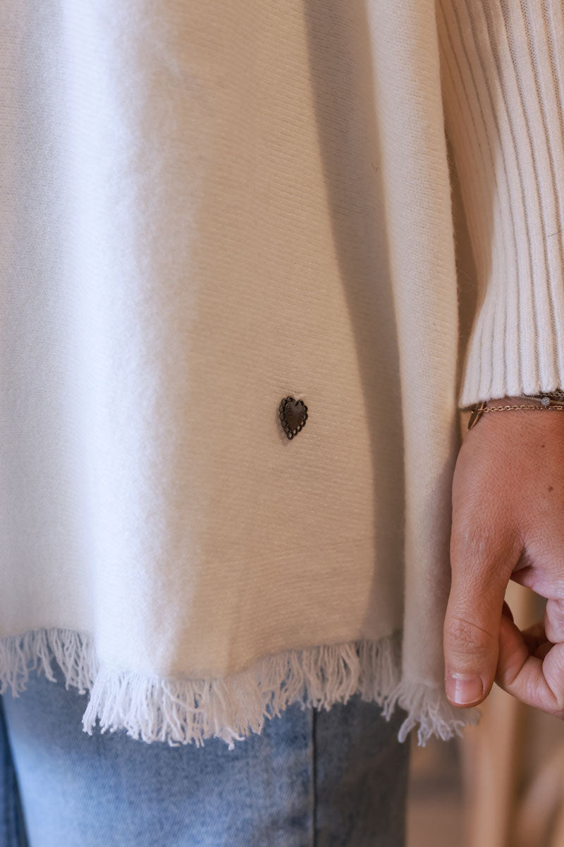 Off white Blanket Knit Poncho Top

 