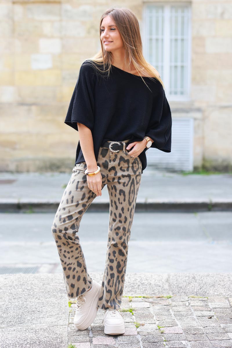 Black Knit Batwing Blouse