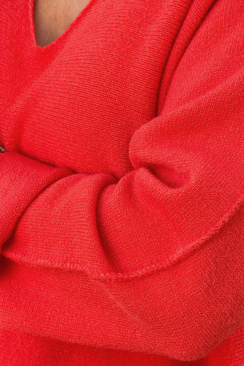 Pull moelleux tout doux orange sanguine col v