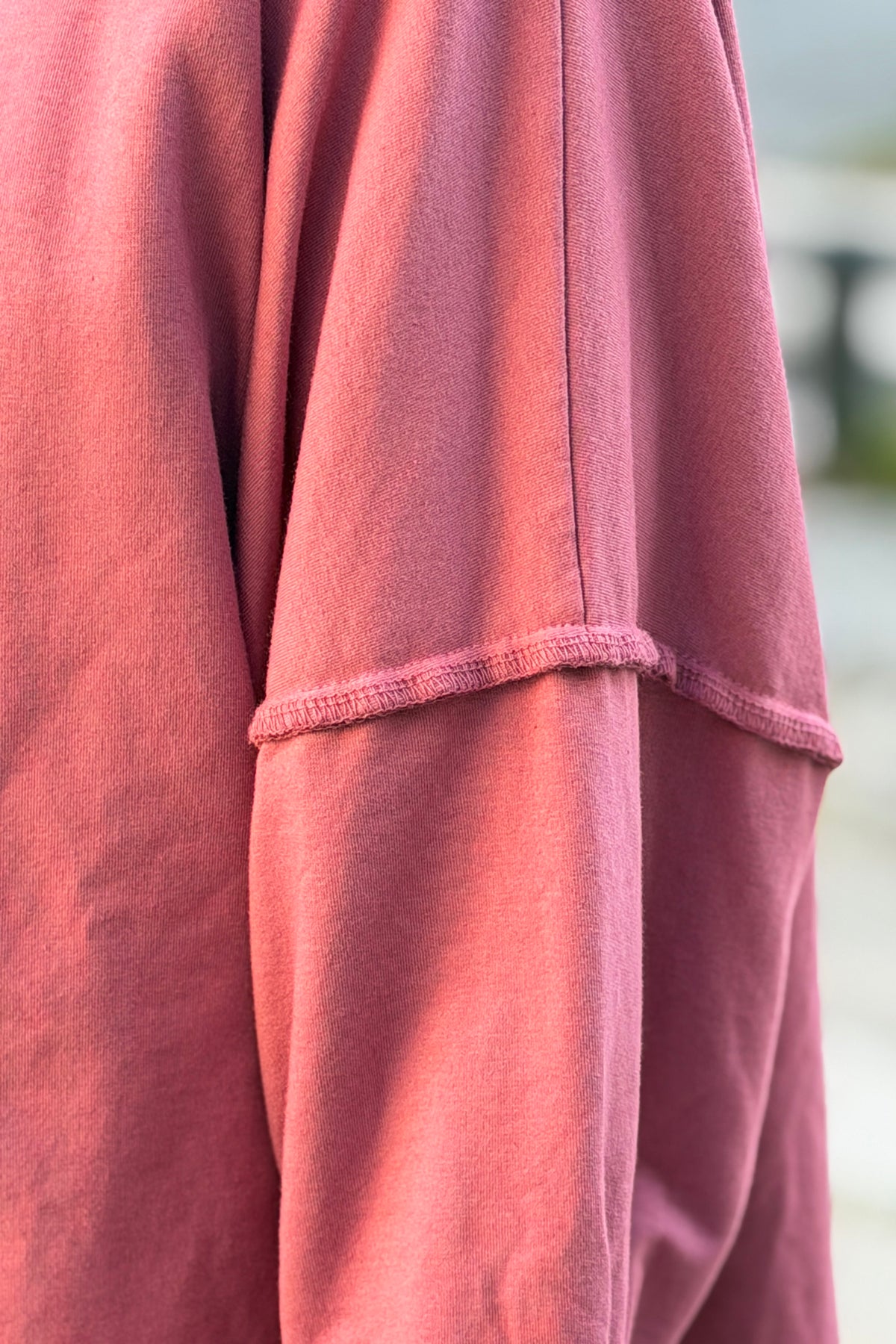 Pink Stretch Knit Long-Sleeve Slouchy Tshirt