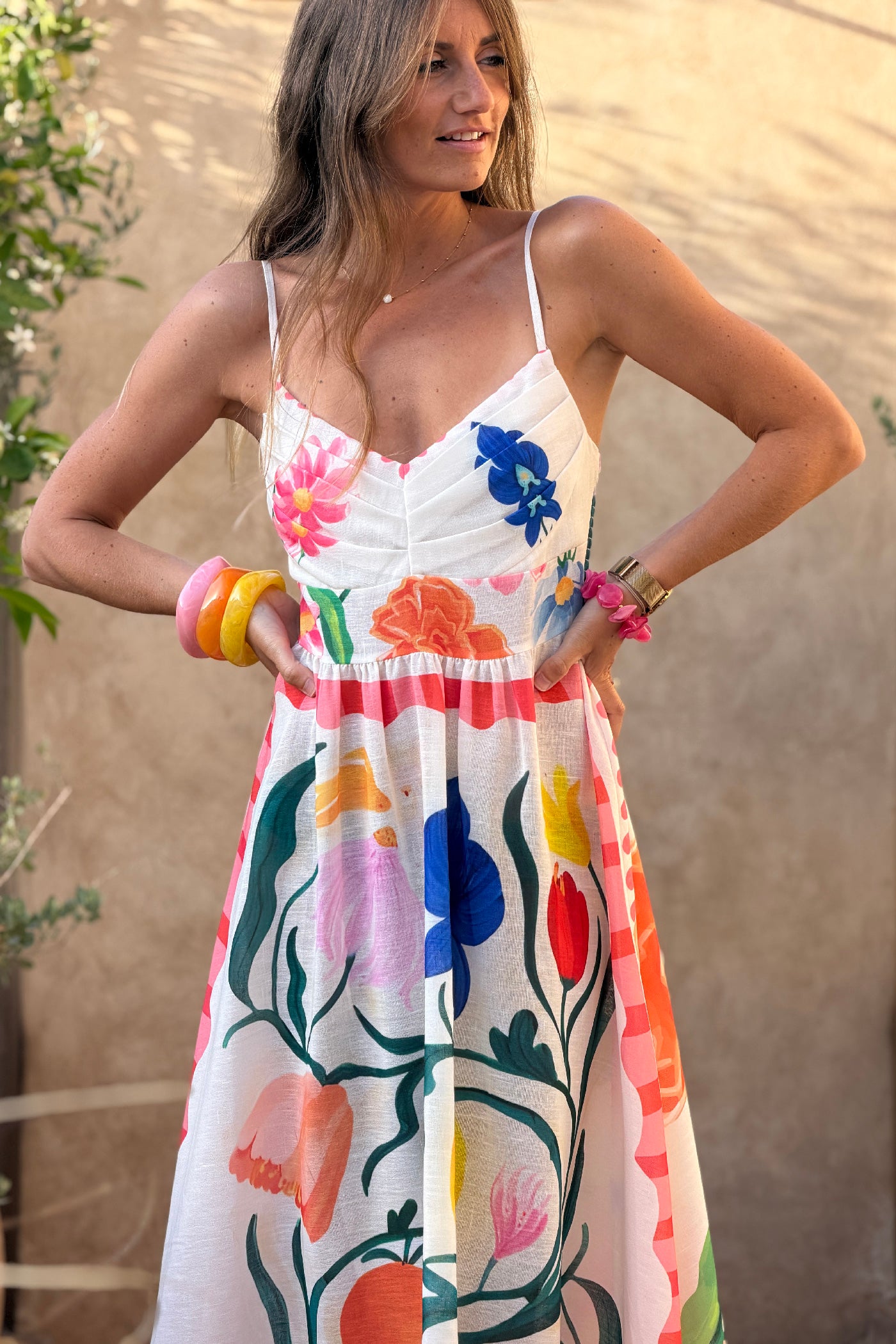 White Poplin Spring Floral Sun Dress