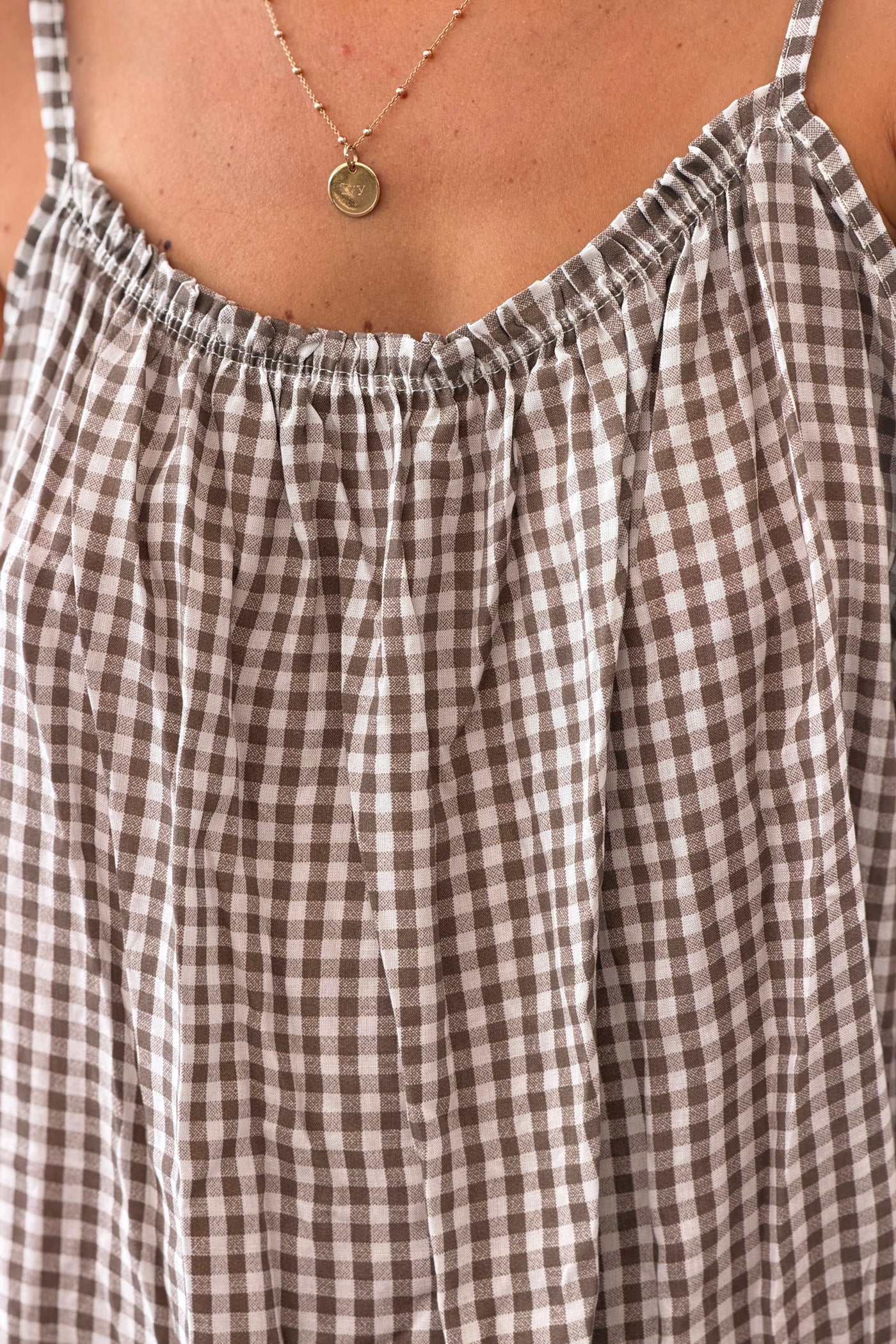Cafe Strappy Gingham Sun Dress
