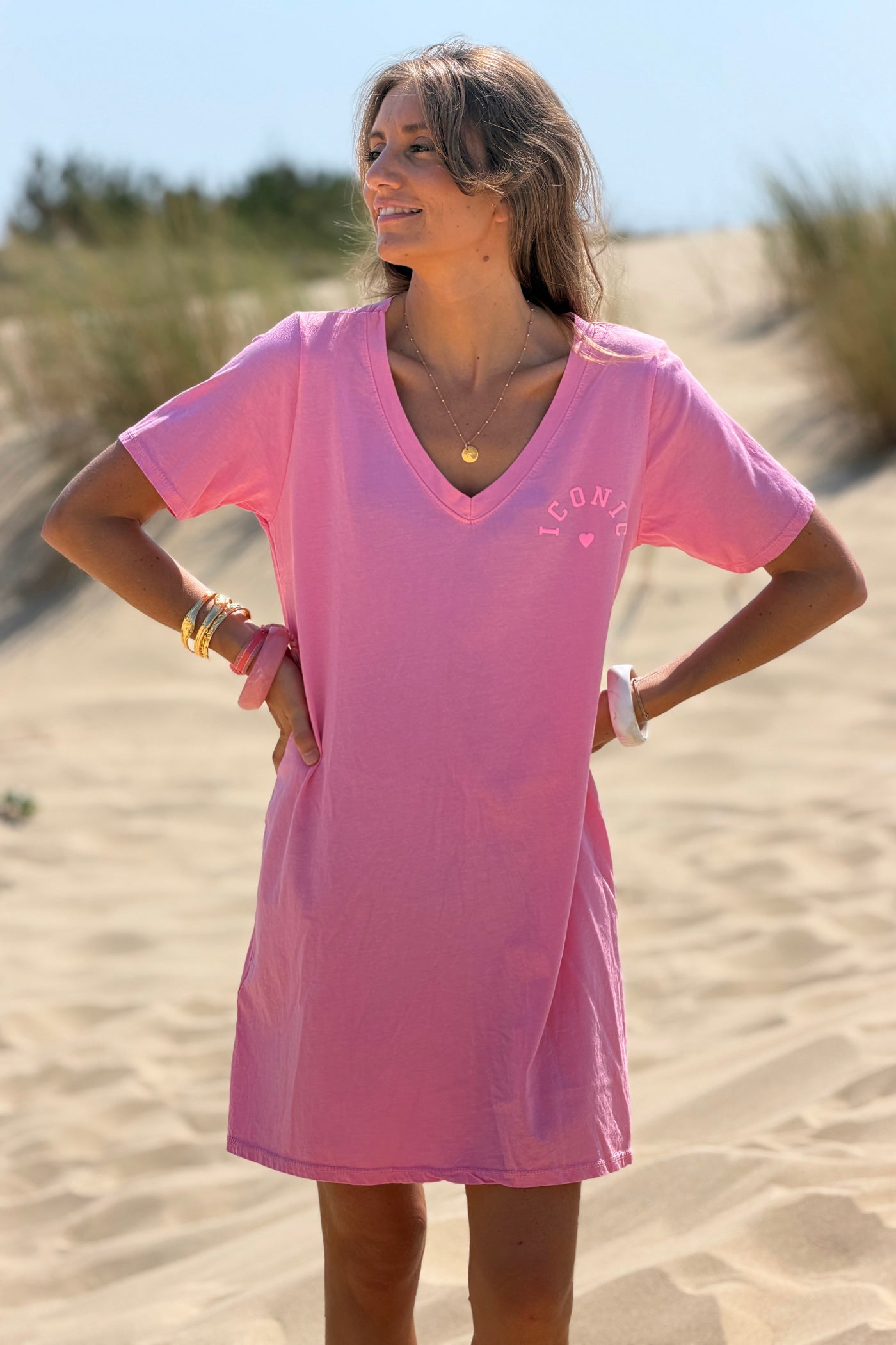 Pink Iconic Varsity Beach Tee