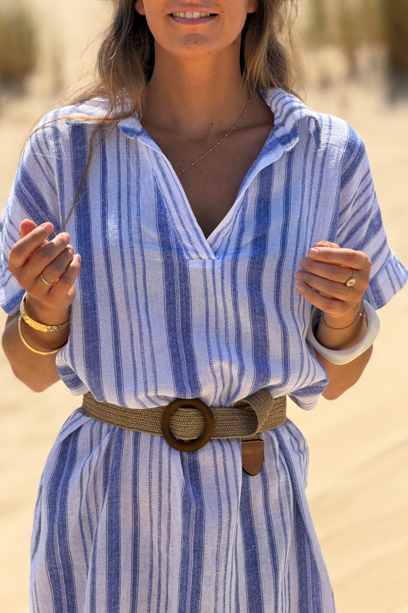Blue Striped Beach Caftan
