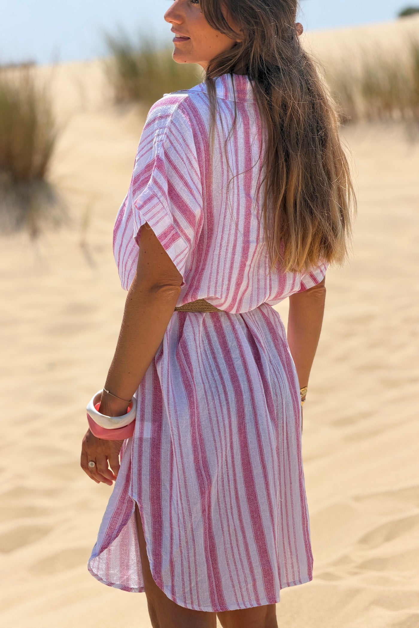 Pink Striped Beach Caftan
