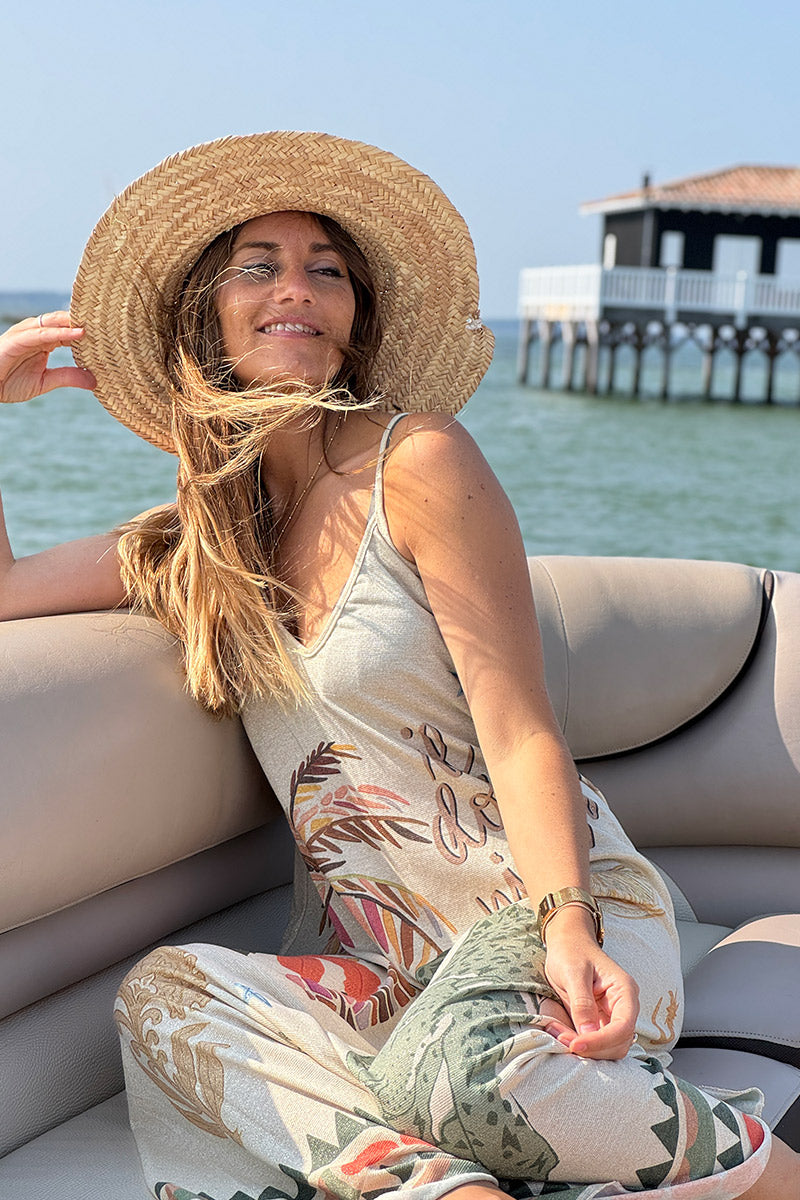Beige “Il Dolce Far Niente” Sparkle Knit Maxi Dress
