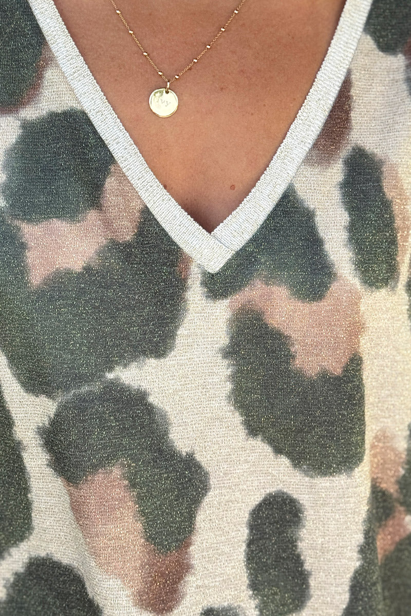 Olive Leopard Glitter Knit Maxi Dress
