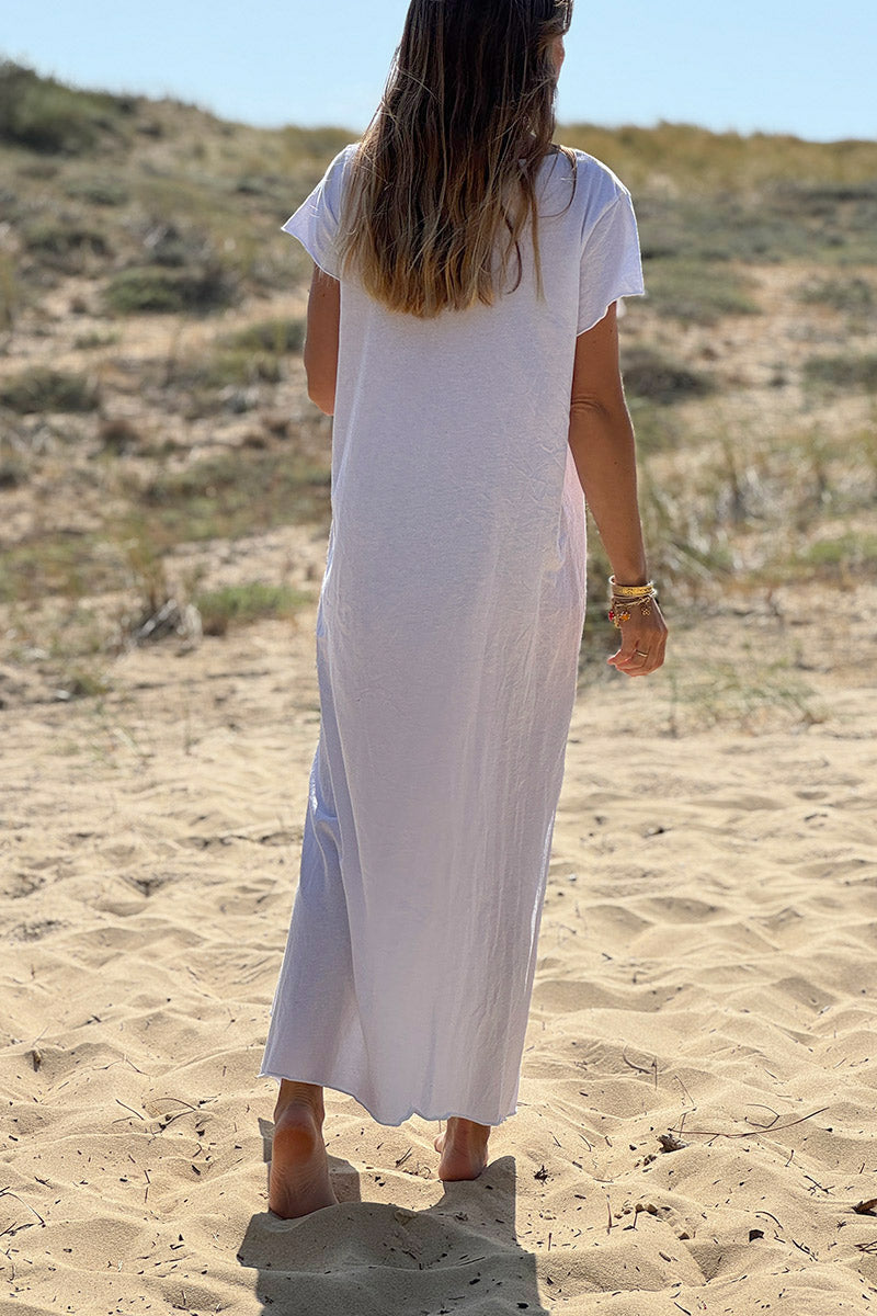 Vestido largo rock and roll de algodón blanco
