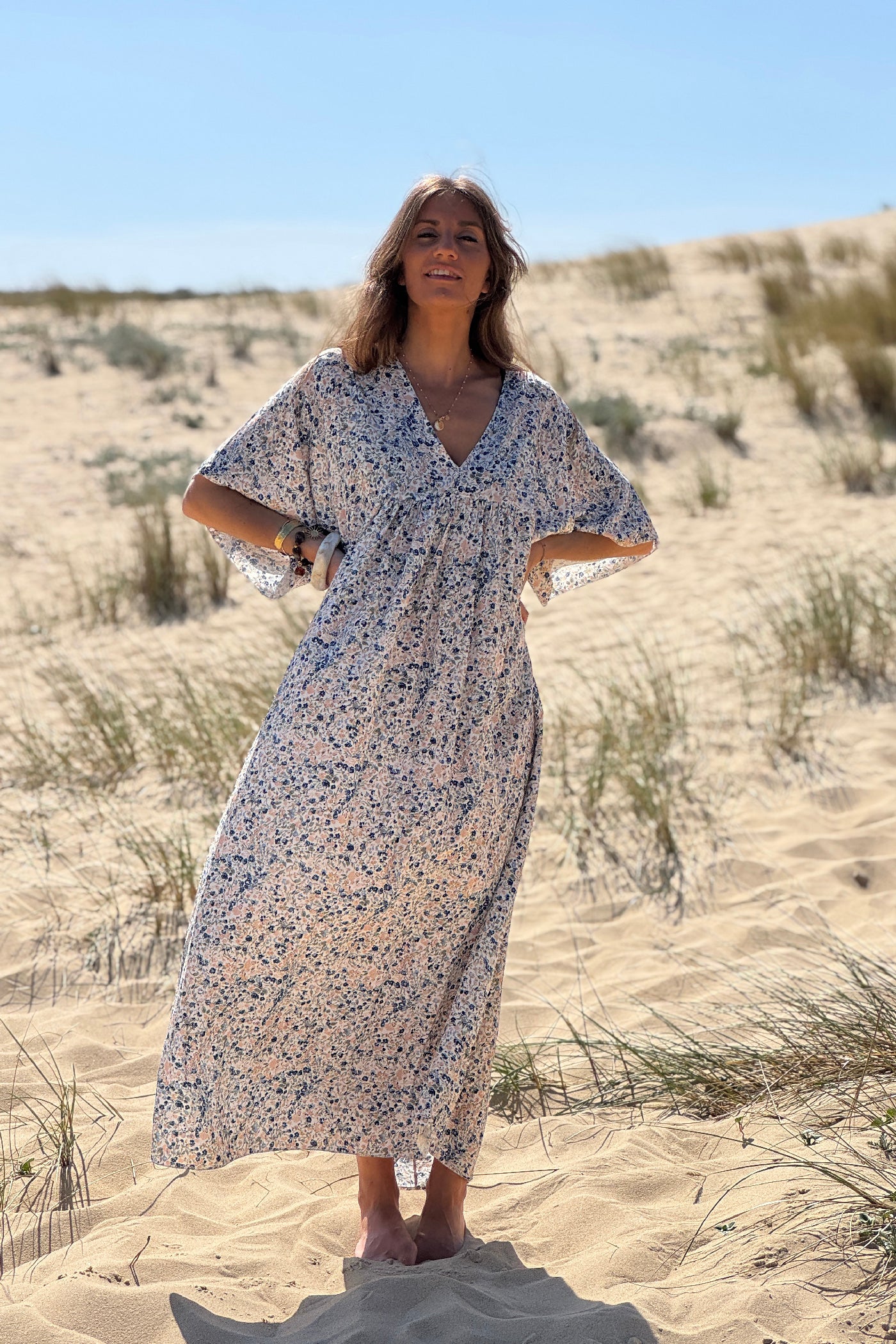 Navy blue Ditsy Floral Prairie Dress