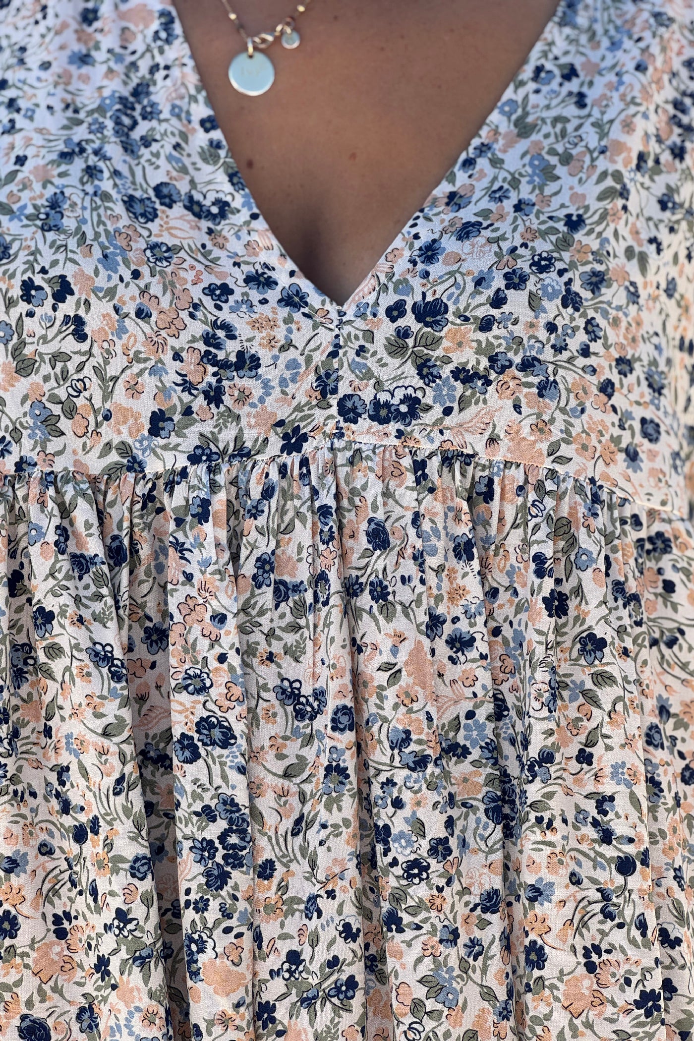 Navy blue Ditsy Floral Prairie Dress