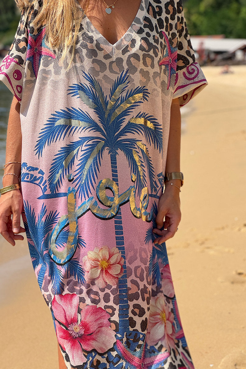 Pink Tropical Dreams Boho Maxi Dress
