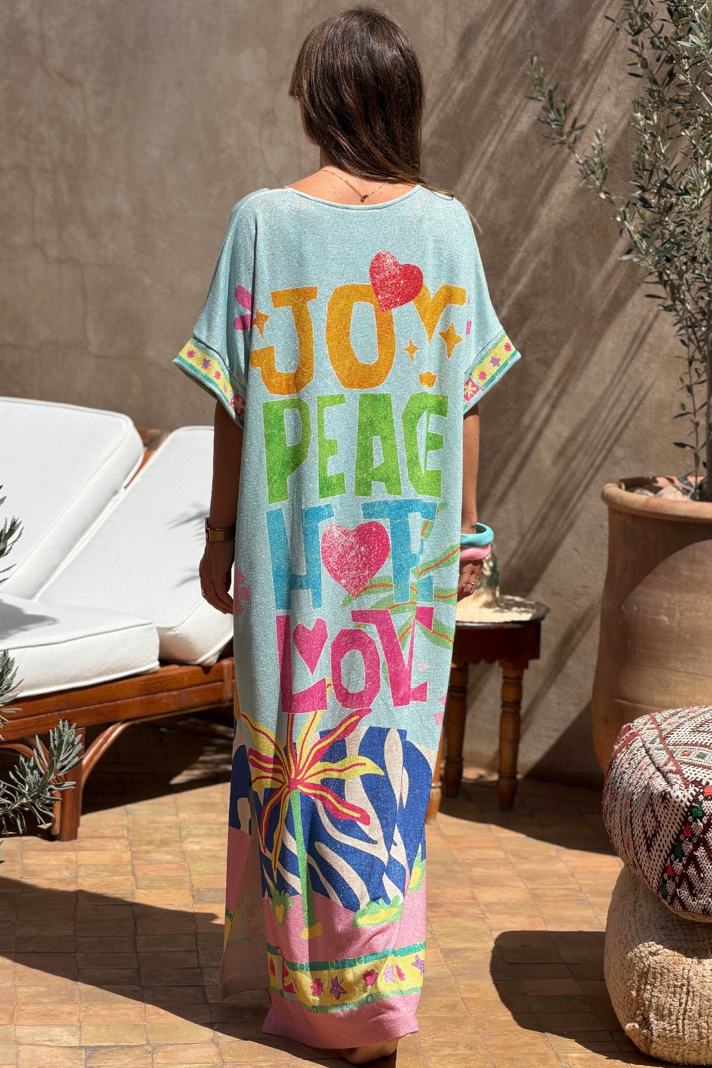 Blue Paradise Glitter Knit Caftan
