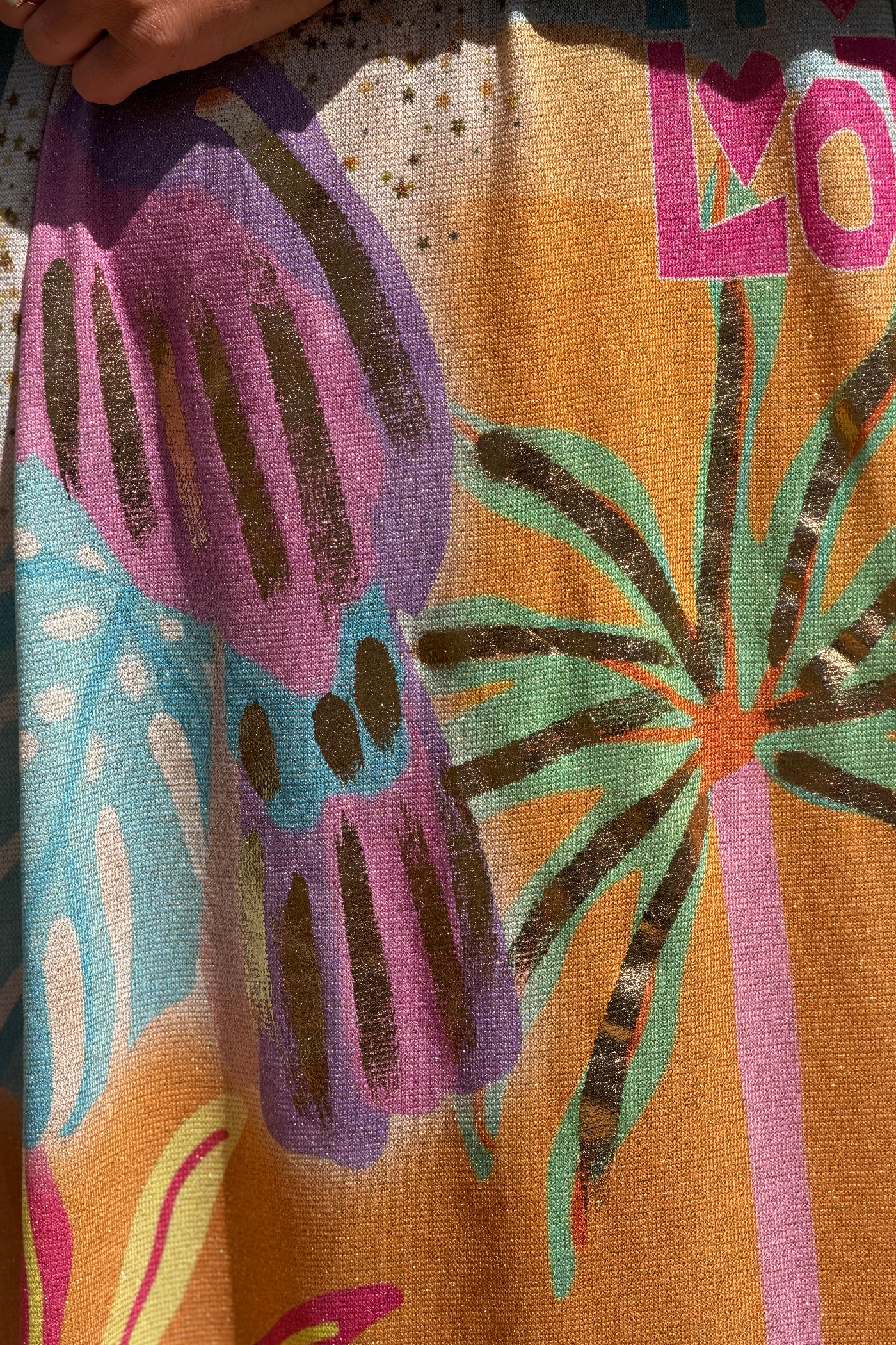 Blue Paradise Glitter Knit Caftan
