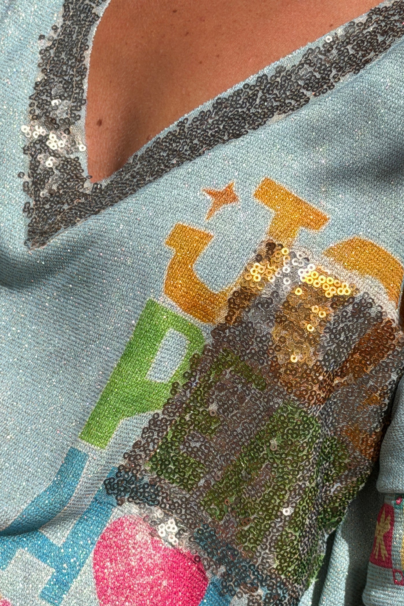 Blue Paradise Glitter Knit Caftan
