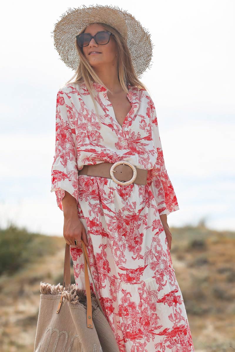Vestido largo toile de jouy rojo