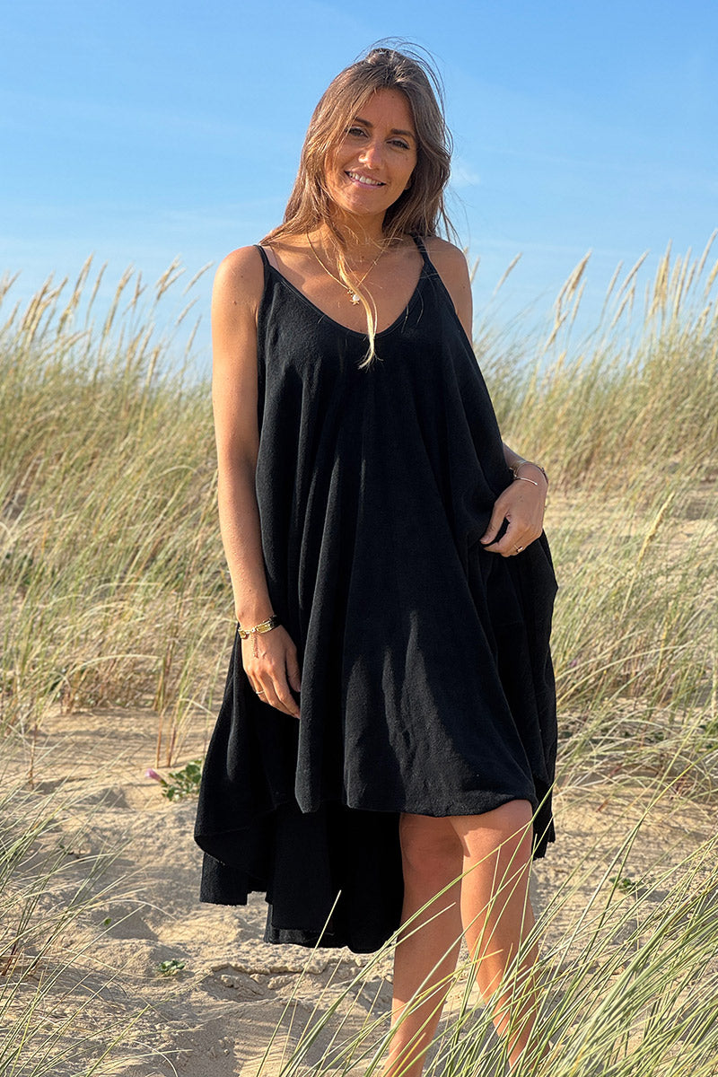Black Terry Cloth Swing Dress
