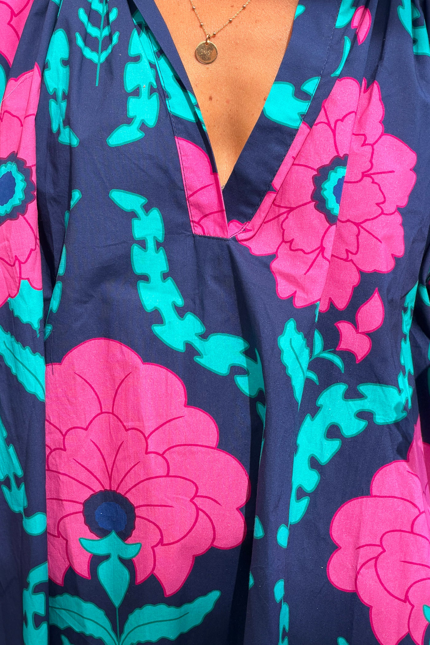 Navy Island Floral Blouse