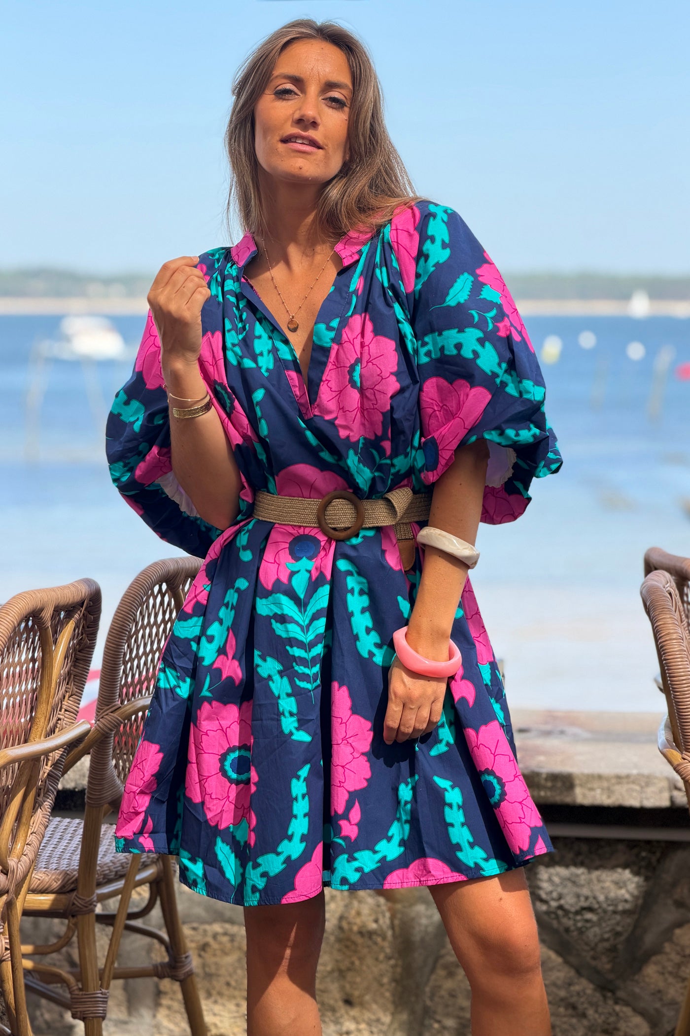 Navy Island Floral Blouse