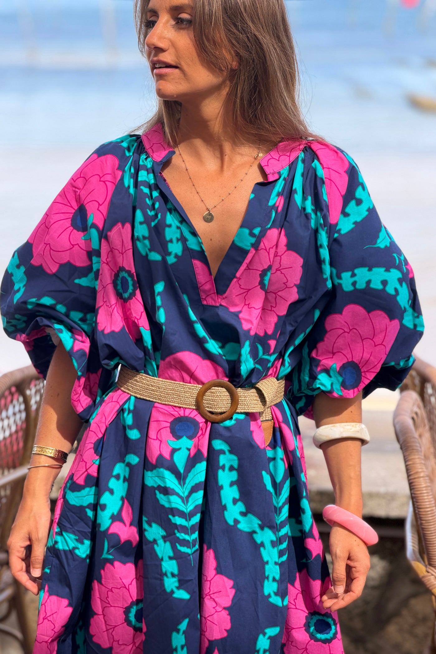 Navy Island Floral Blouse