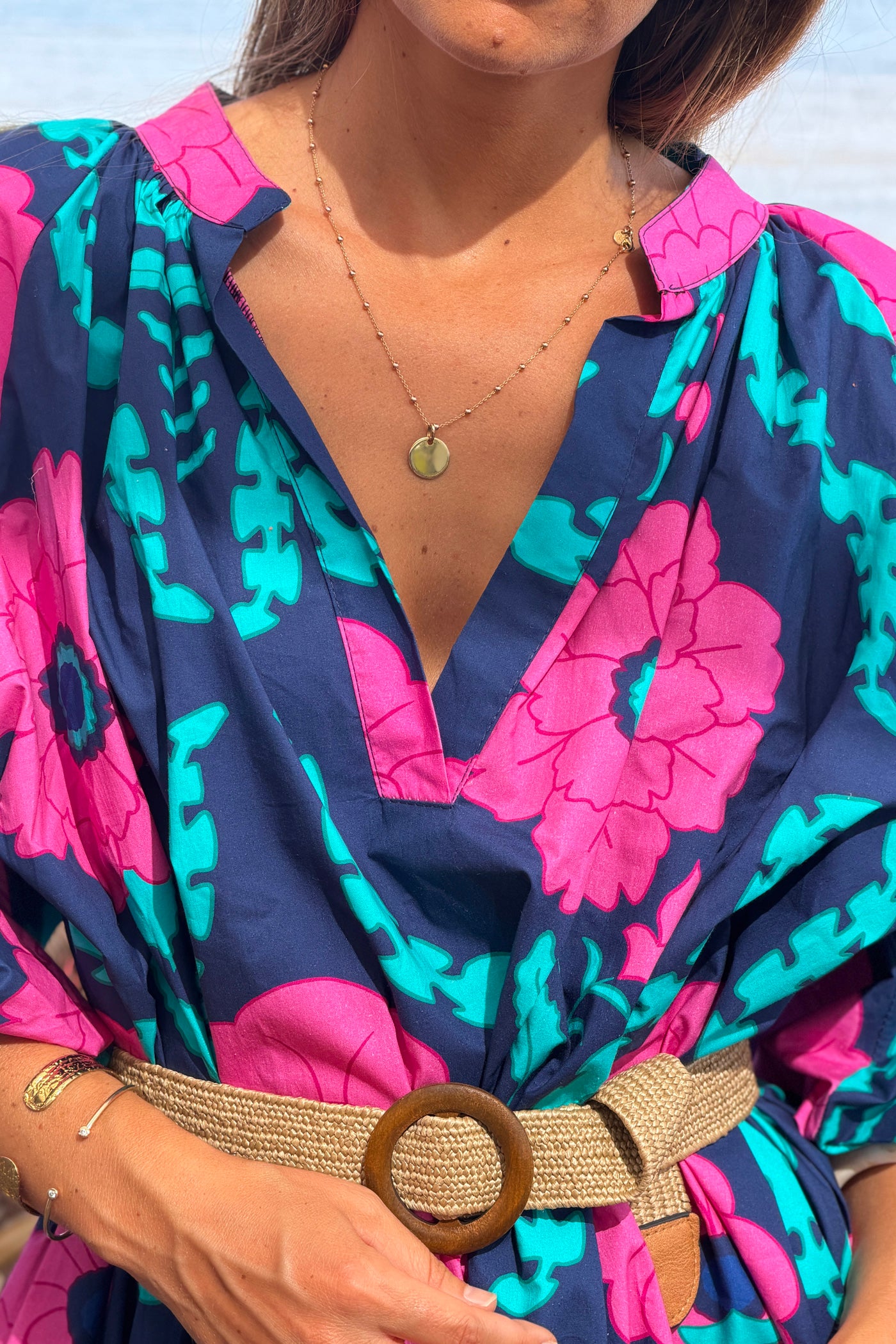 Navy Island Floral Blouse