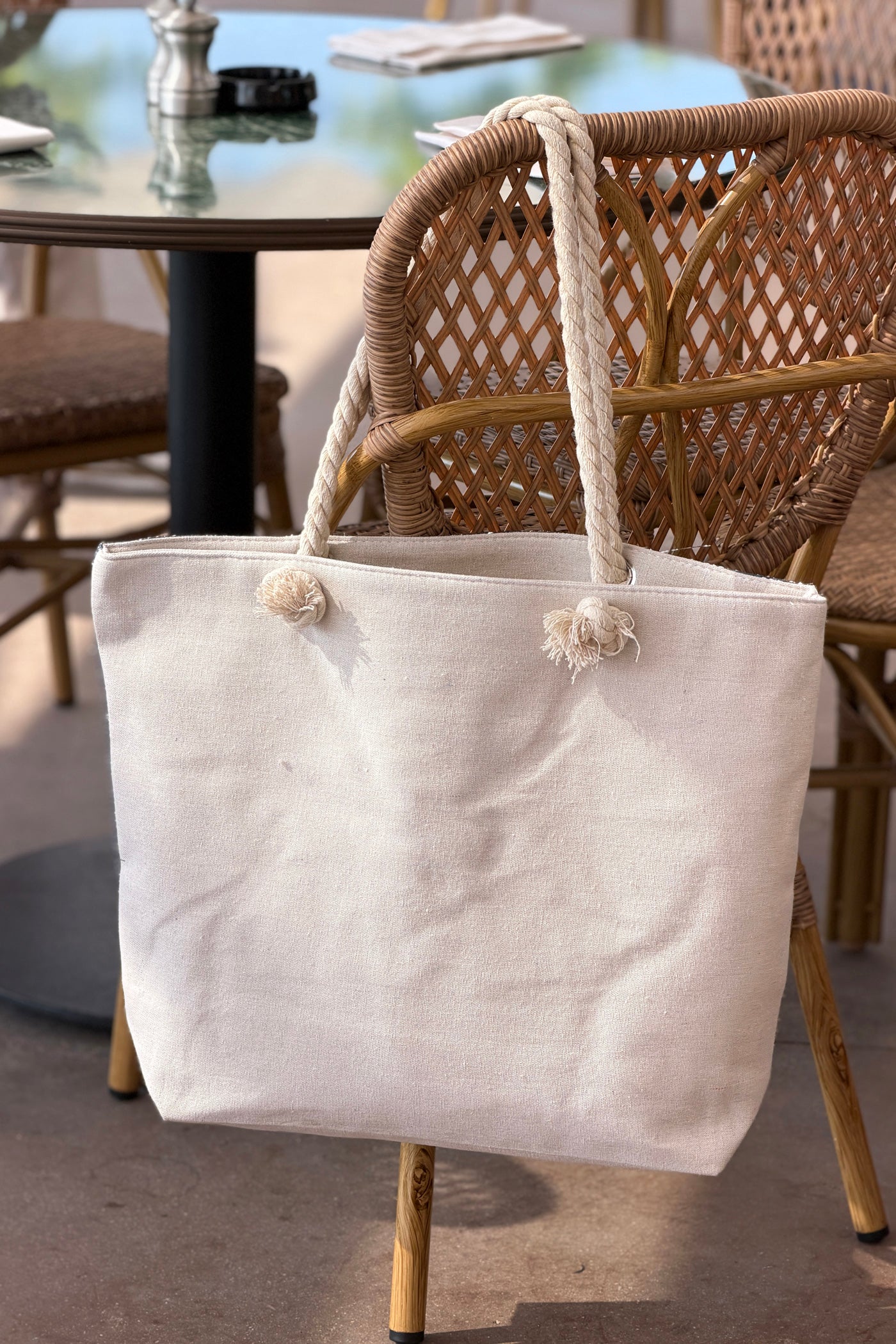 Navy Beach Star Woven Tote
