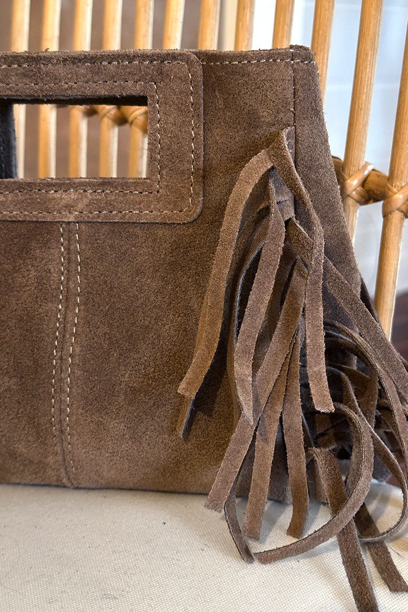 Taupe Suede Fringe Bag