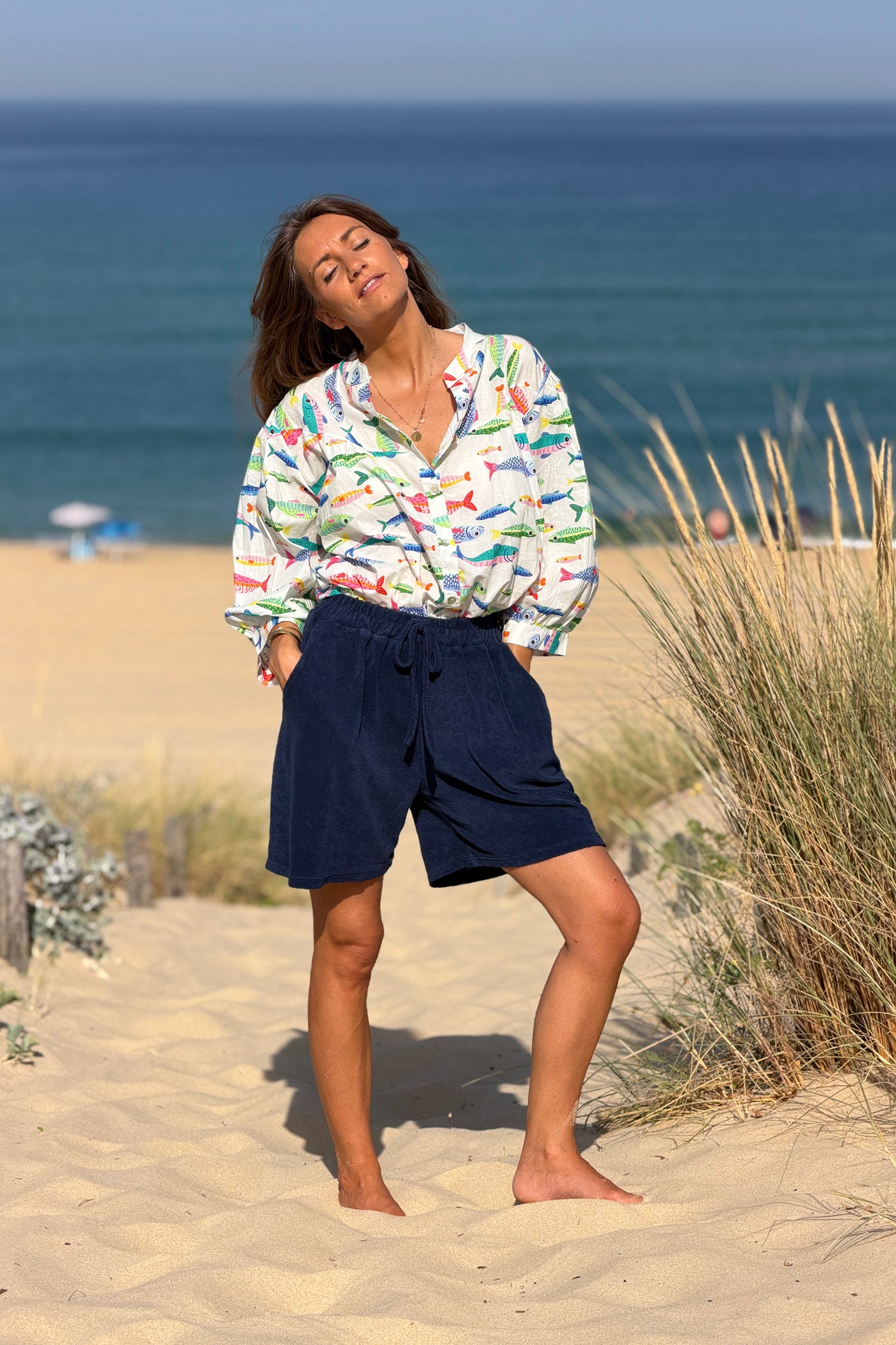 Navy Terry Knit Pull-On Shorts
